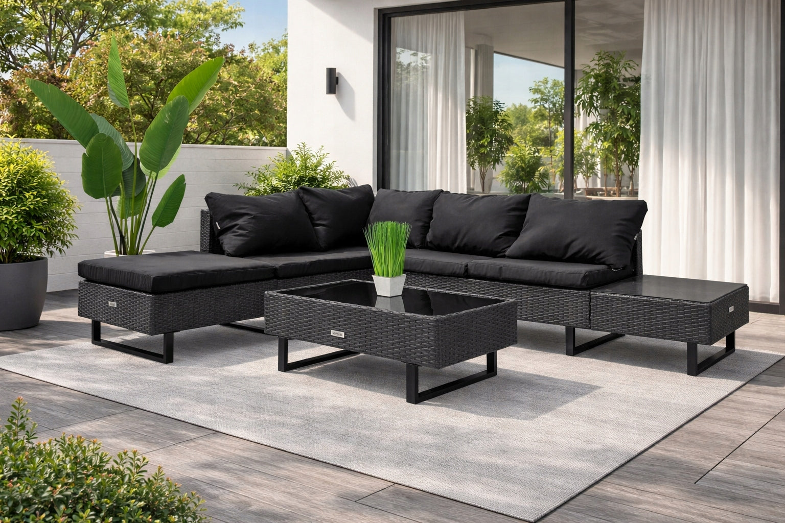 Garden furniture set rattan CORNER Lounge Loft GRAPHITE BLACK Manufacturer Just Relax
