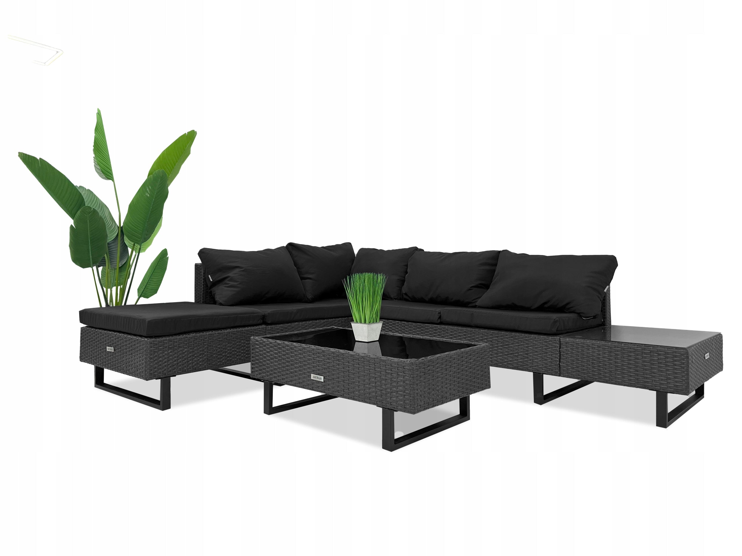 Garden furniture set rattan CORNER Lounge Loft GRAPHITE BLACK Number of items in the set 3