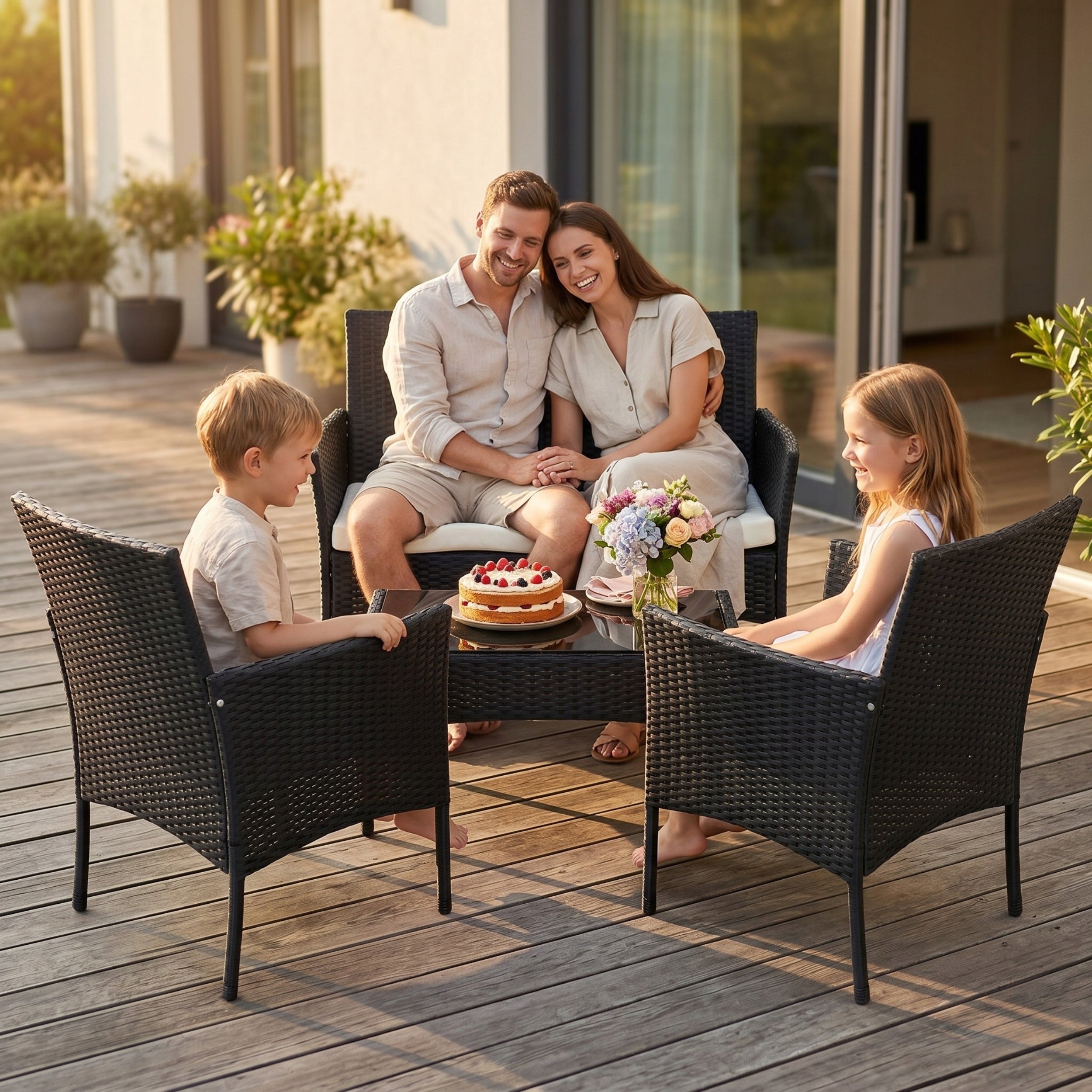 Garden furniture set rattan Funfit Garden black 4 el. Number of items in the set 4