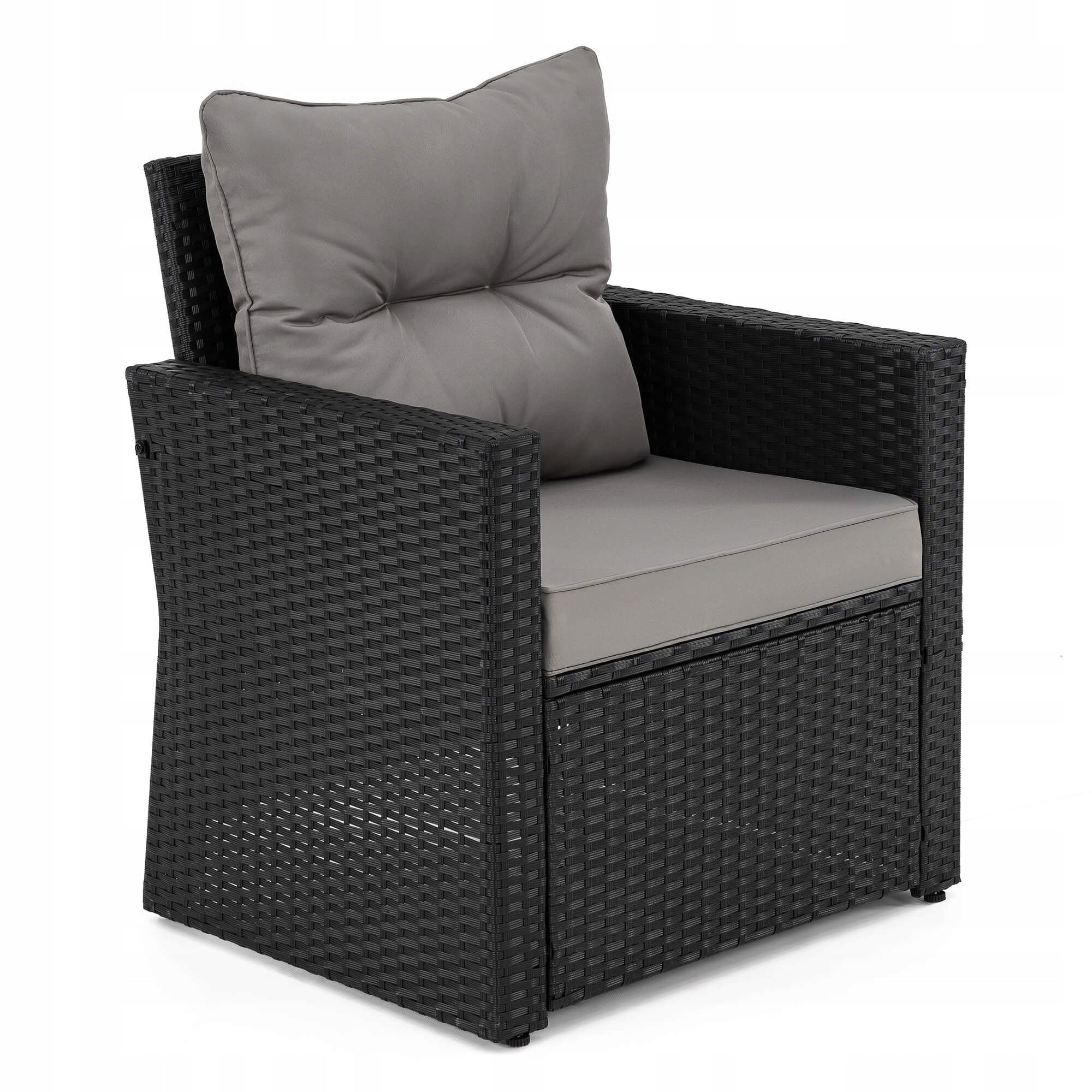 Garden furniture set rattan MONAKO XL black cushions grey EAN (GTIN) 5905388203997