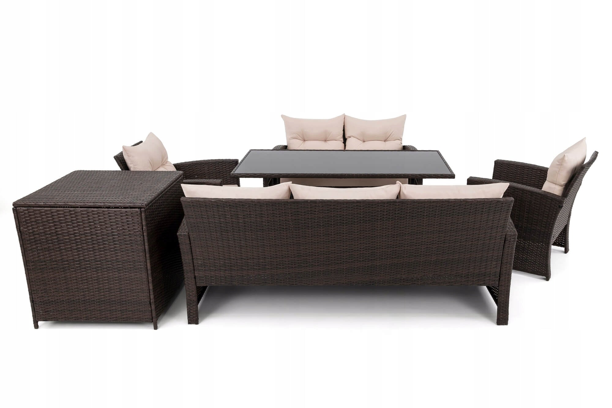 Garden furniture set rattan Marseille BIG brown cushions beige Main material synthetic rattan