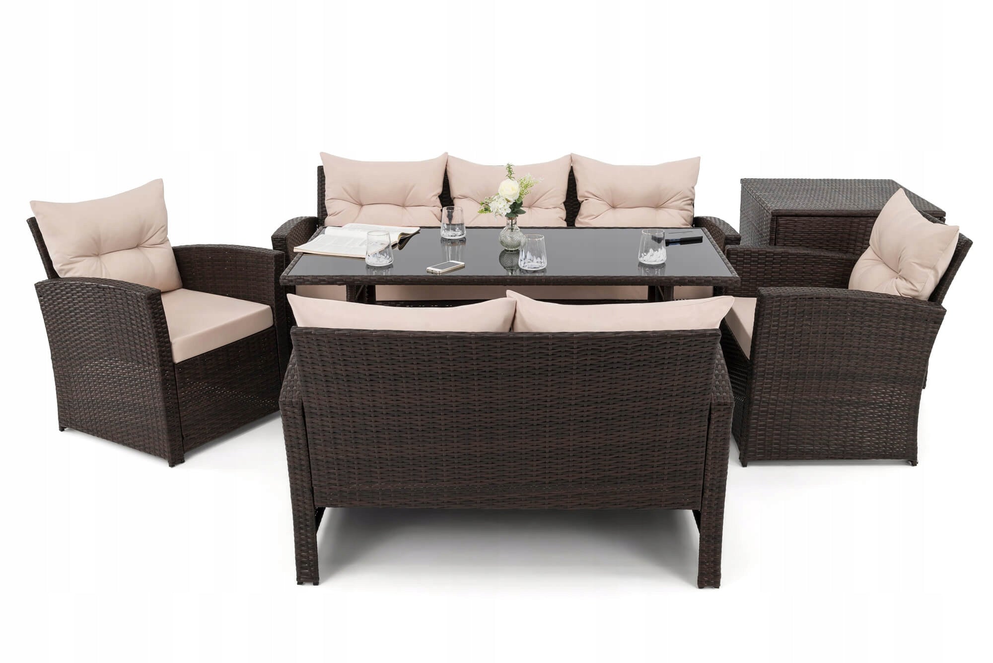 Garden furniture set rattan Marseille BIG brown cushions beige Manufacturer EMWOmeble
