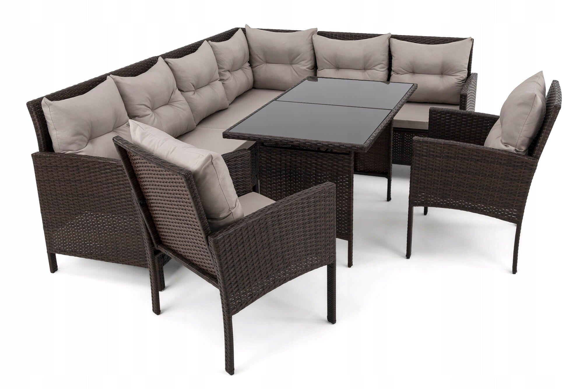 Garden furniture set rattan PARIS BIG brown cushions grey Color brown