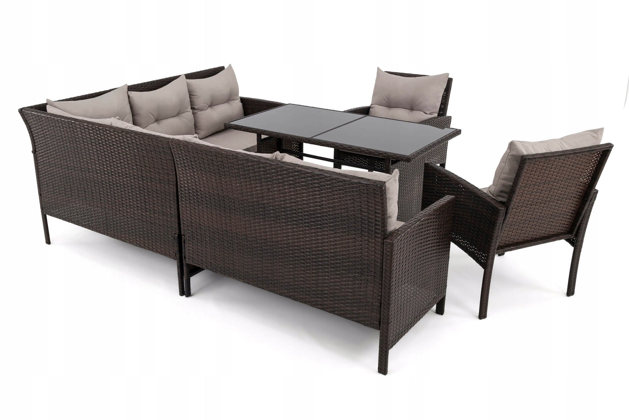Garden furniture set rattan PARIS BIG brown cushions grey EAN (GTIN) 5906379266083
