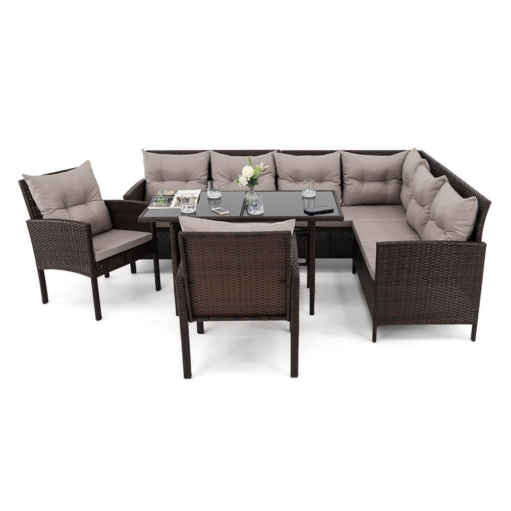 Garden furniture set rattan PARIS BIG brown cushions grey Packaging status original