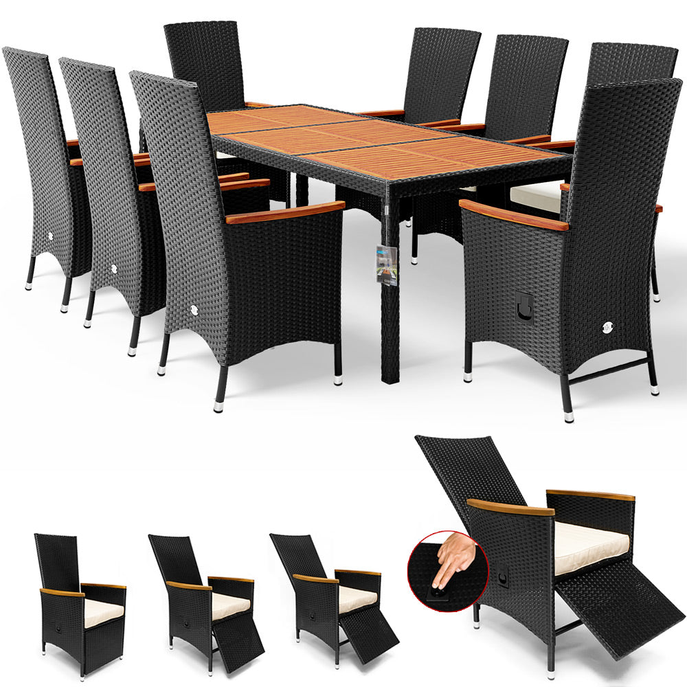 Garden furniture set rattan set for terrace 8x chair cushion 17el.