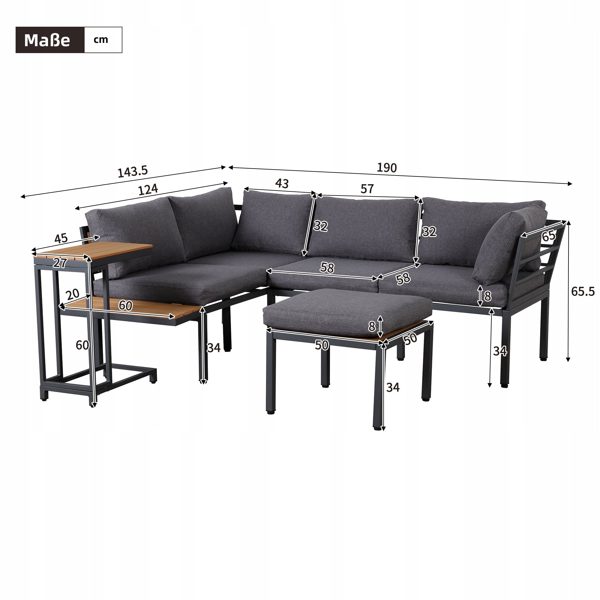 Garden furniture set, sofa + table + coffee table dal balcony for garden Packaging status original