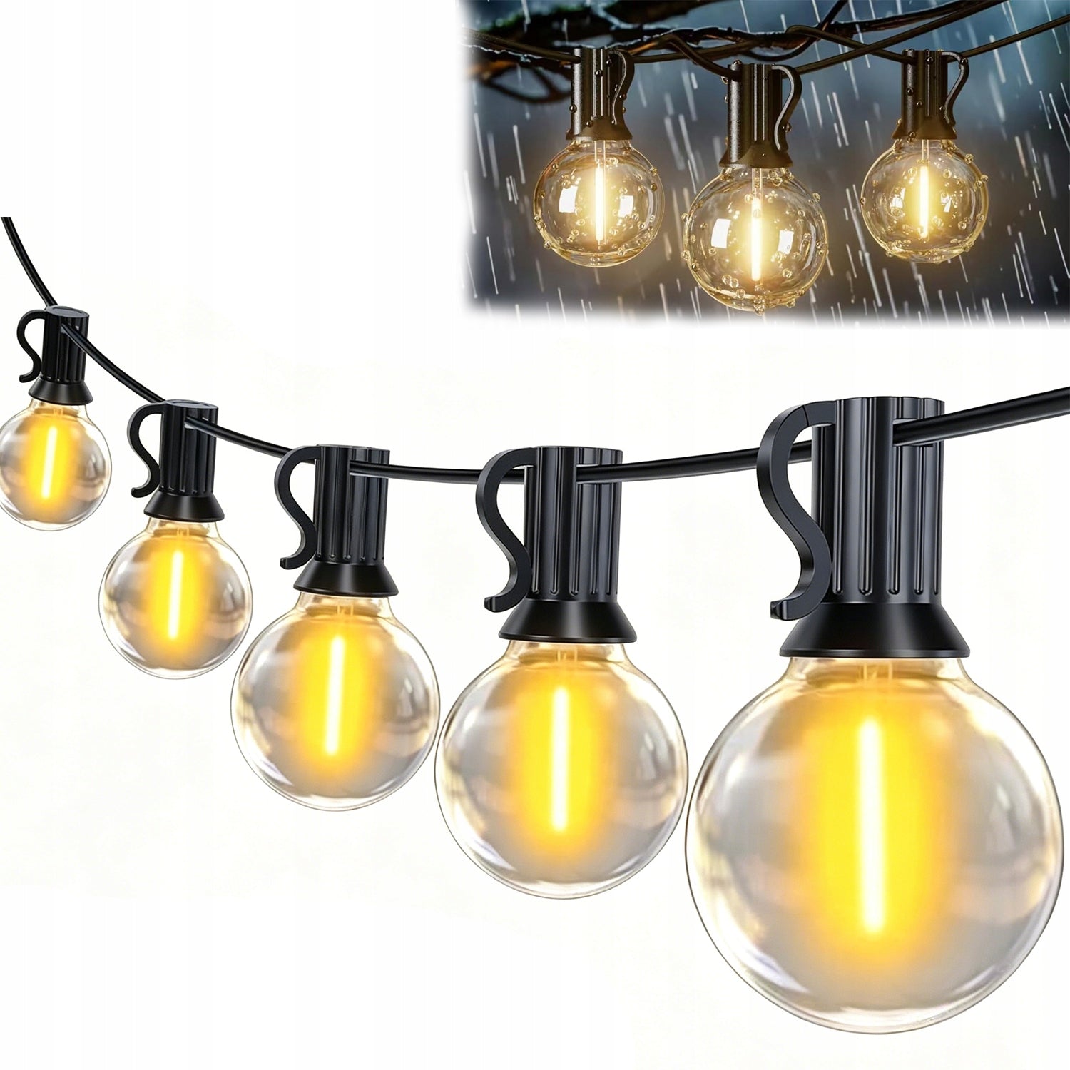 Garden garland, 10 m, 13 LED bulbs, chain, waterproof
