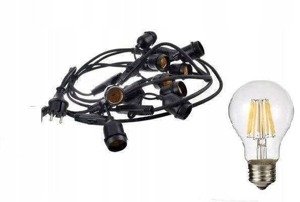 Garden garland 15m+15pcs bulb 8W A60 6000K cold white light 230V