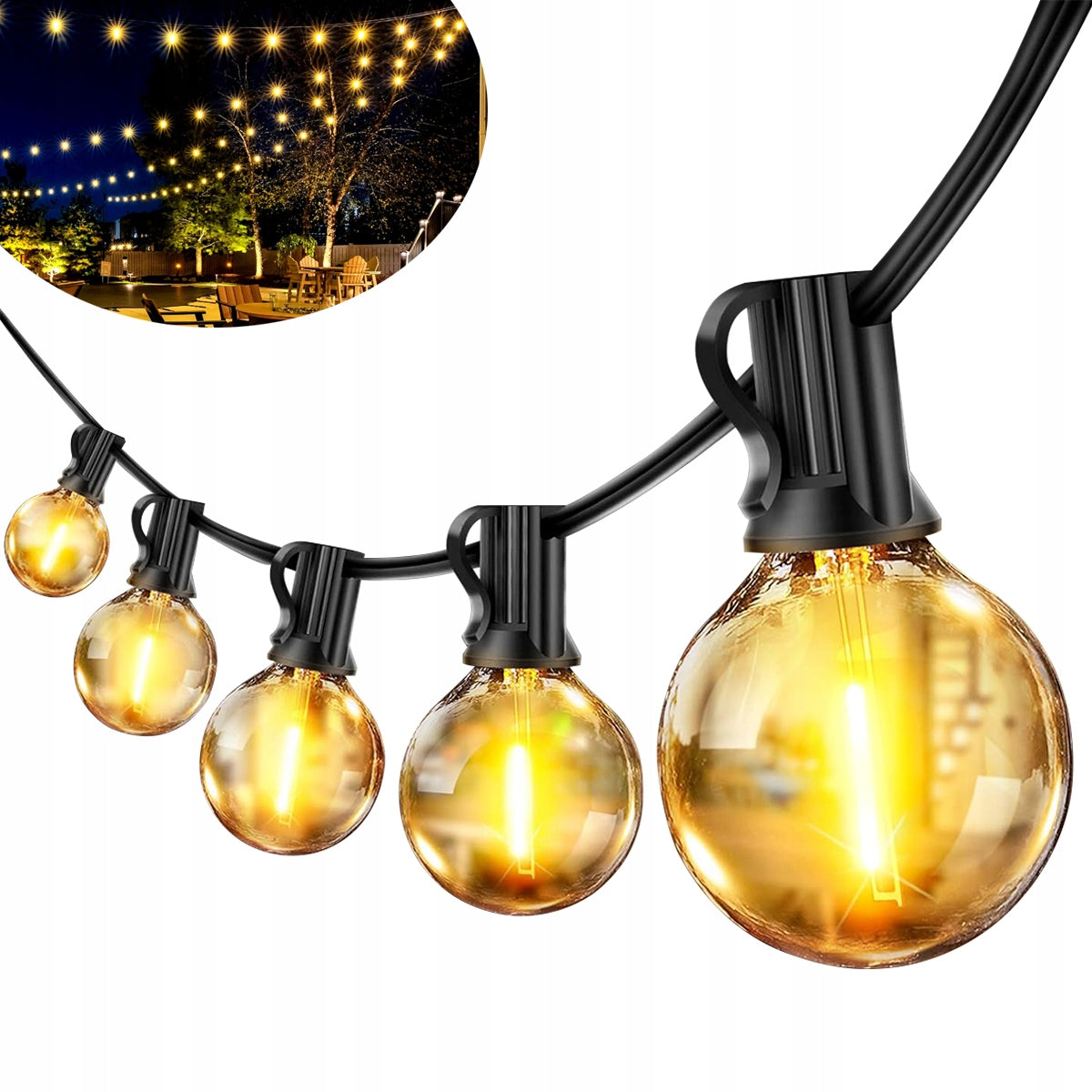 Garden garland 18m + 30 bulbs G40 LED waterproof