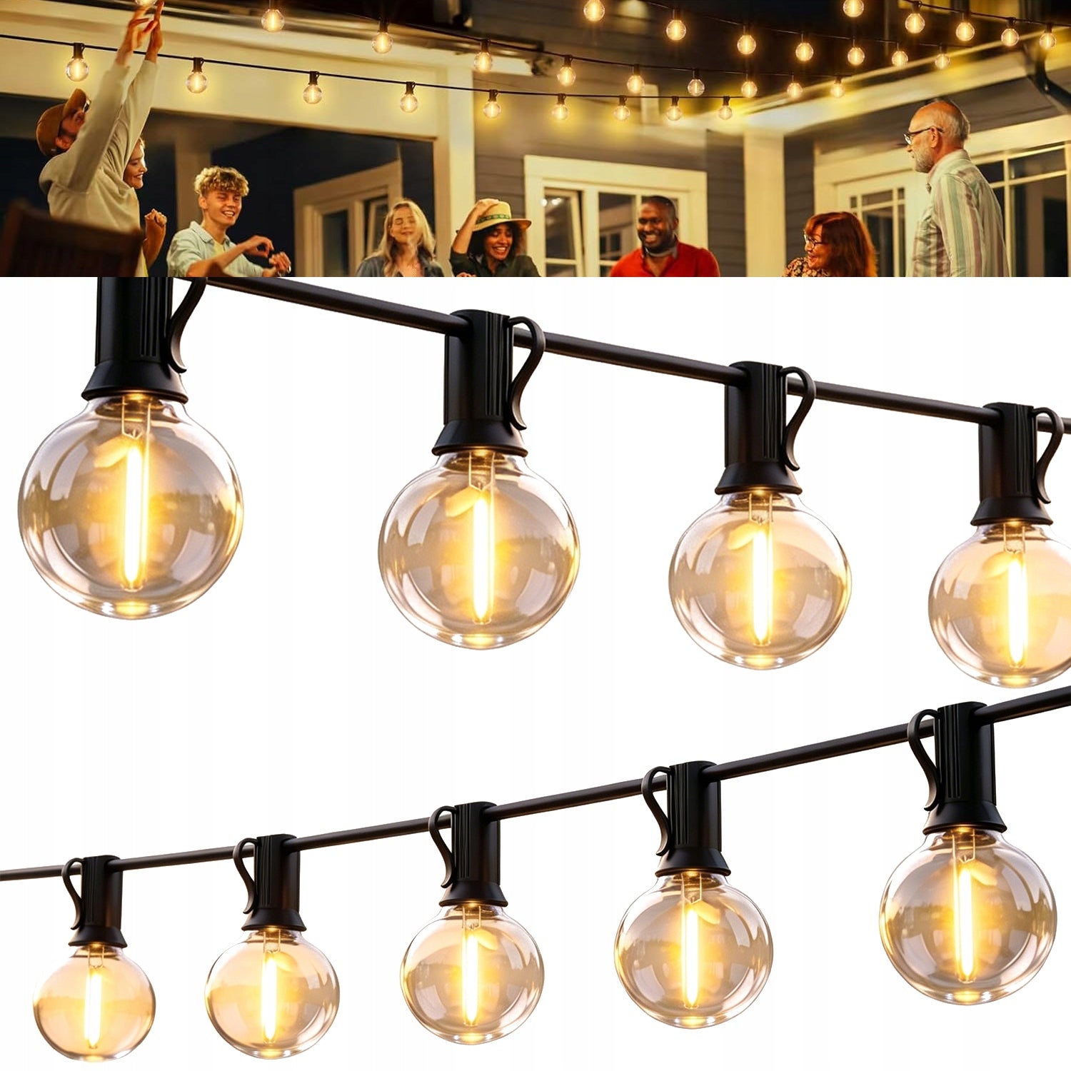 Garden garland, dense, 13 LED bulbs, chain, waterproof