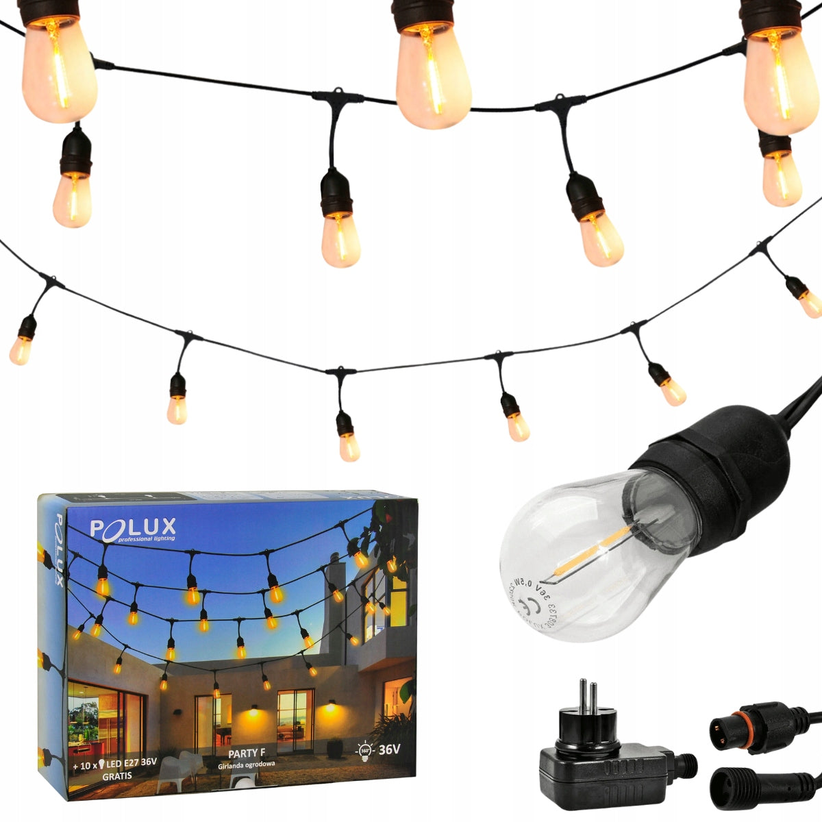 Garden garland for terrace with 10 bulbs Lighting for veranda 6m POLUX