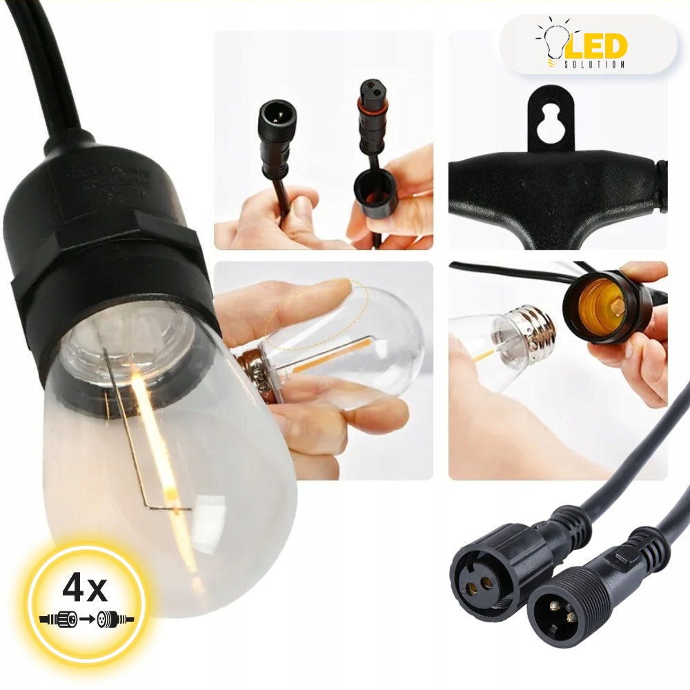 Garden garland light 15M 30 bulbs lamps chain LED thick wire Packaging status original