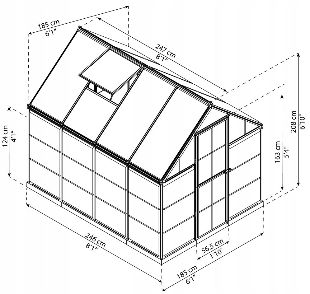 Garden greenhouse Palram 246 cm x 185 cm x 208 cm polycarbonate strong EAN (GTIN) 7290103110598