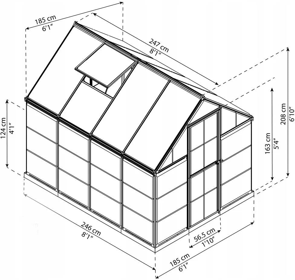 Garden greenhouse Palram 246 x 185 m x 208 cm polycarbonate strong Manufacturer Palram