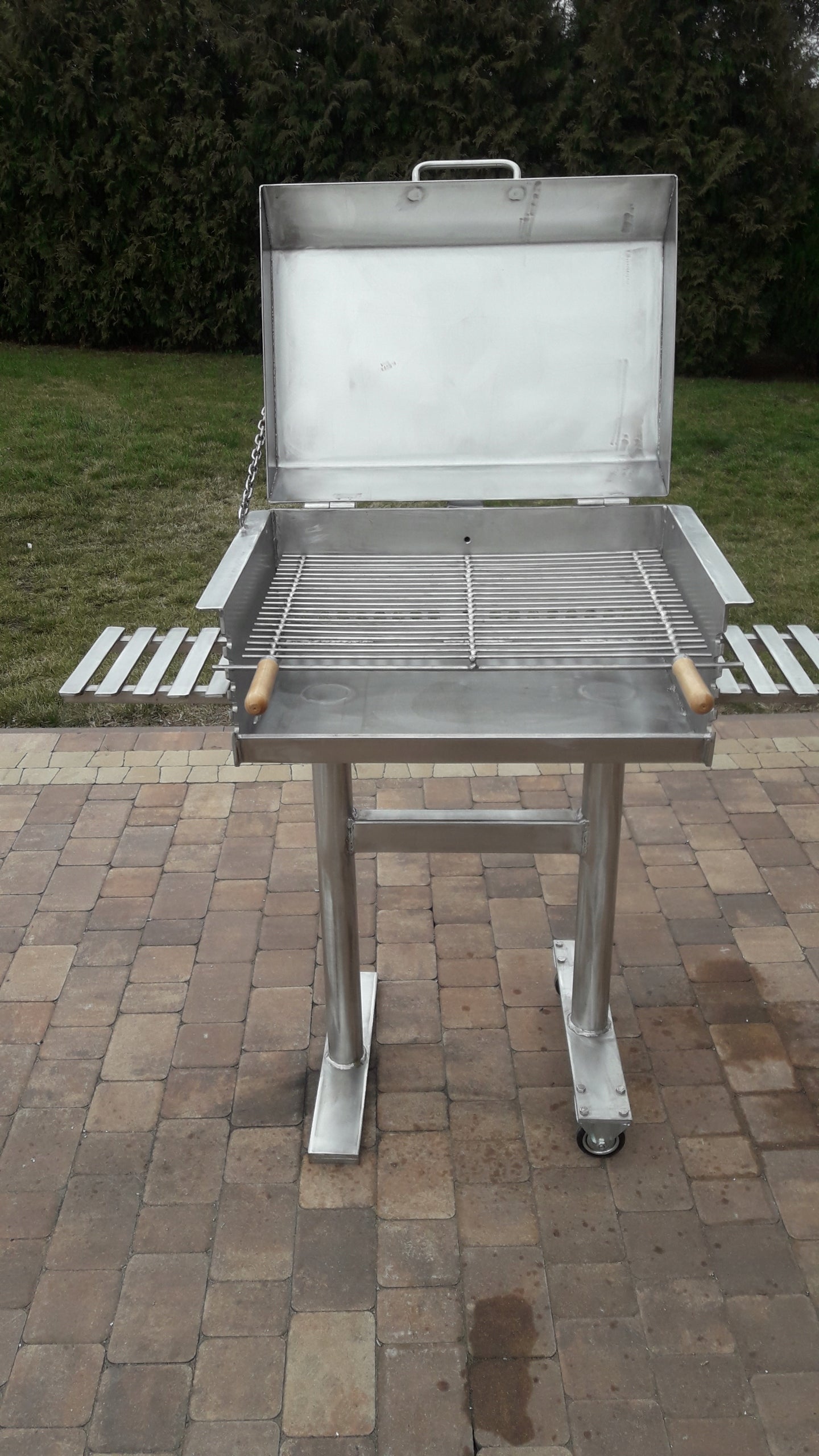 Garden grill stainless steel sheet 5 mm!! with lid! Manufacturer Industrial grill