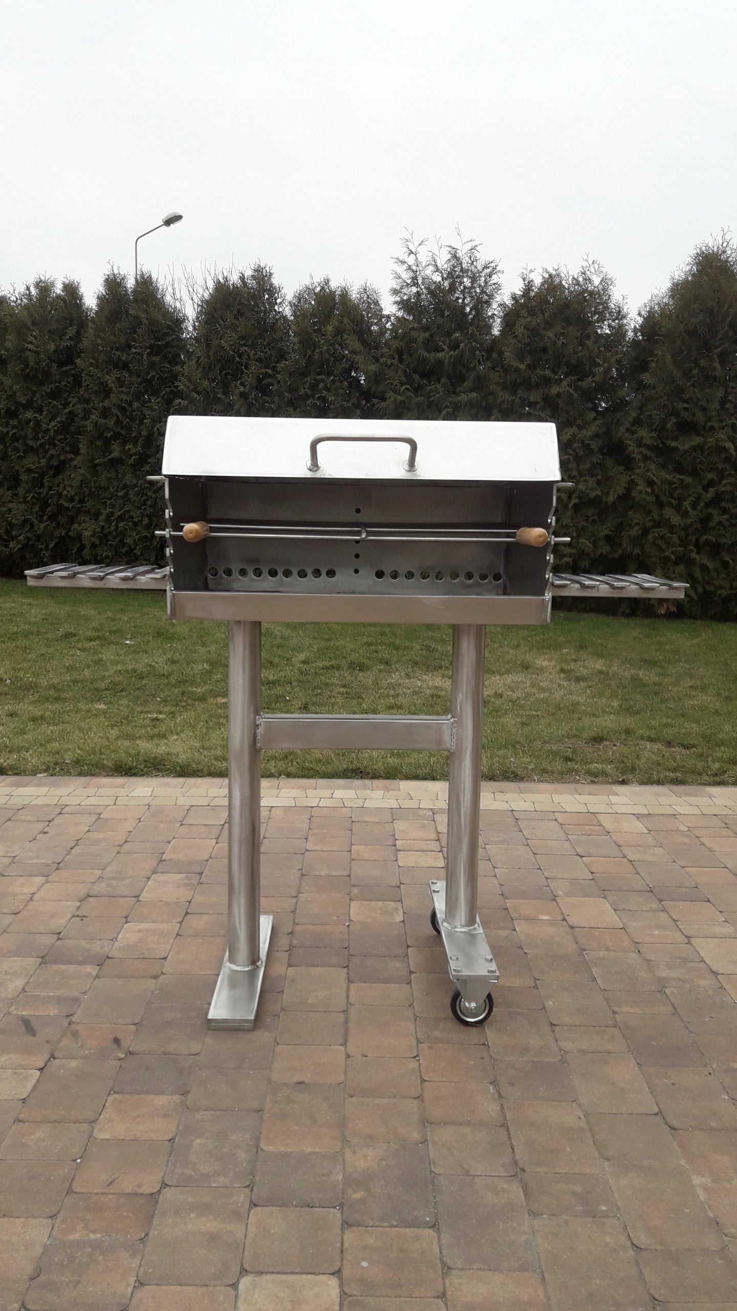 Garden grill stainless steel sheet 5 mm!! with lid! Manufacturer code 68