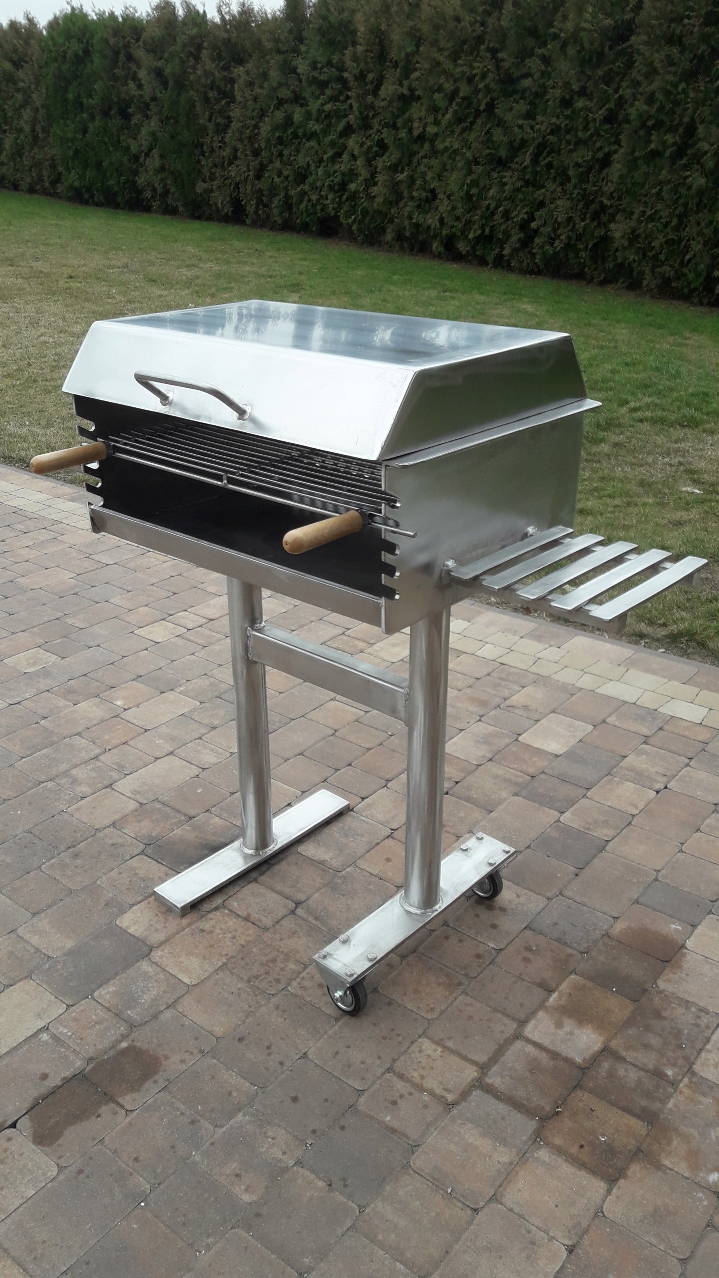 Garden grill stainless steel sheet 5 mm!! with lid!