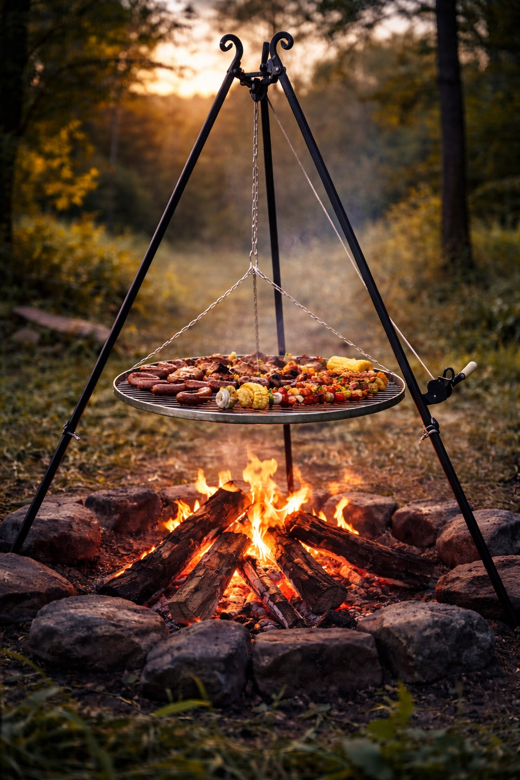 Garden grill tripod with grate | stainless steel 70 cm | adjustable Manufacturer NiKmet