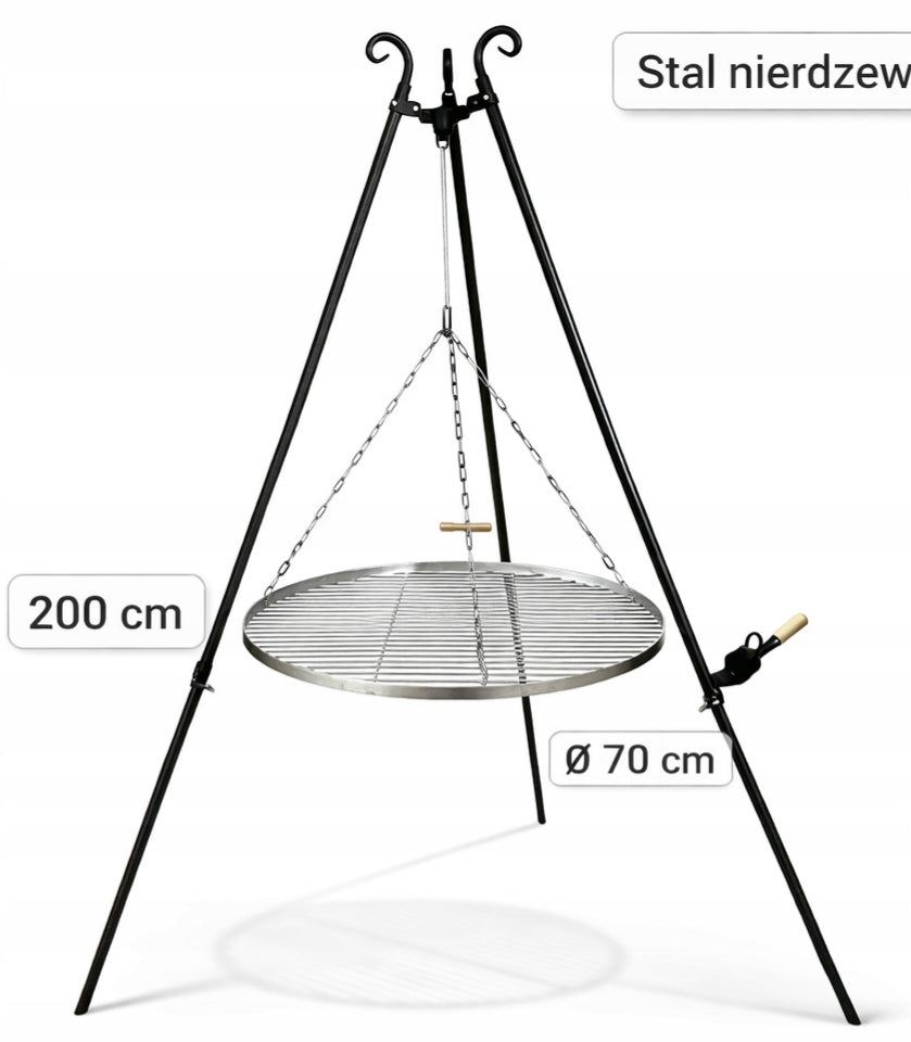 Garden grill tripod with grate | stainless steel 70 cm | adjustable Manufacturer code 5906479761099