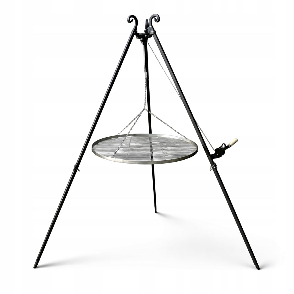 Garden grill tripod with grate | stainless steel 70 cm | adjustable Packaging status original