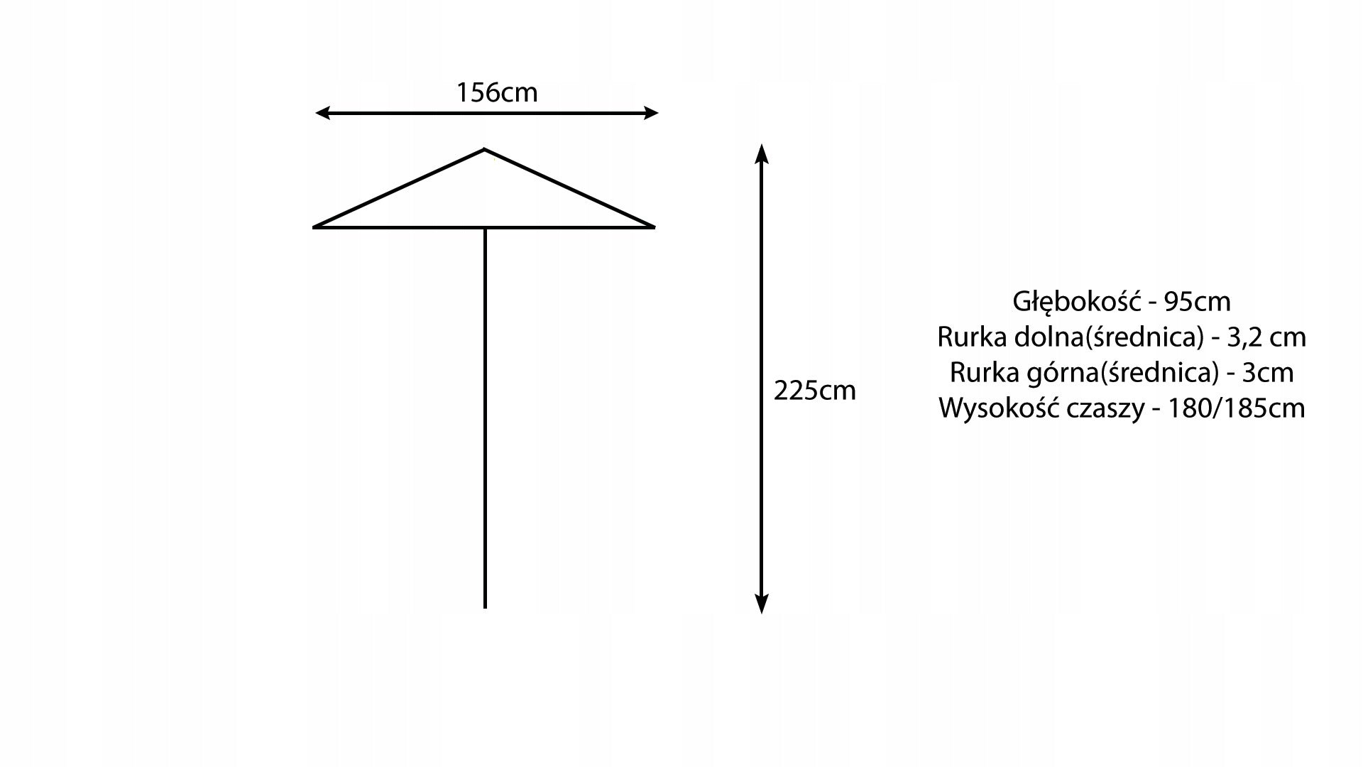 Garden half-umbrella for balcony terrace sun awning 156x225cm Product height 225 cm