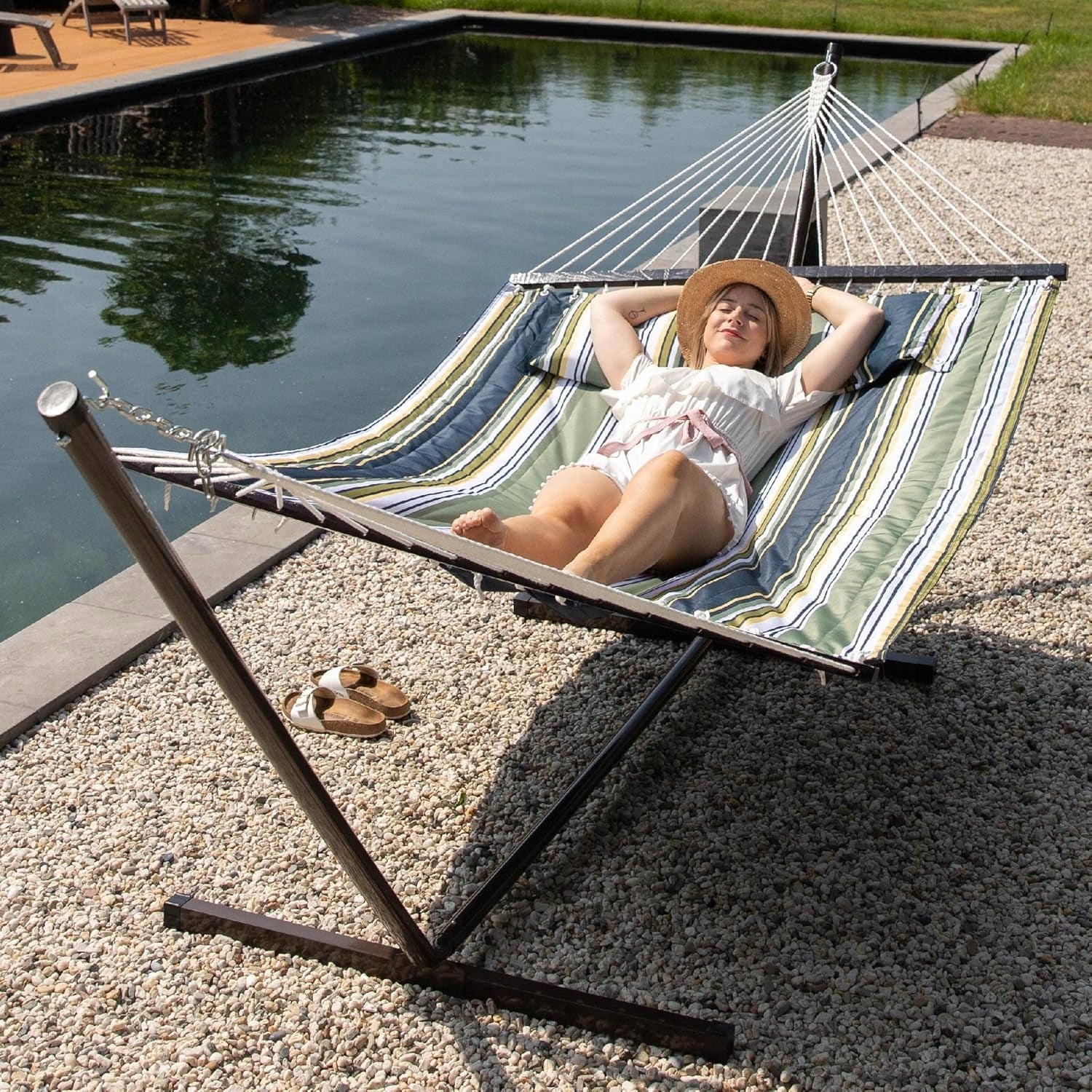 Garden hammock VITA5 with 2-person frame 200 kg 190x140 cm Material width 160 cm
