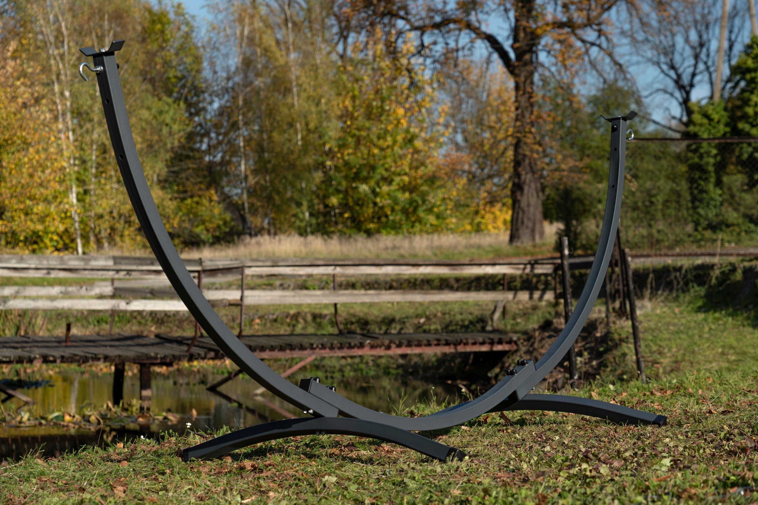 Garden hammock + steel frame up to 200 kg hammock set POTENZA Model stelaż Kompakt + hamak Roma