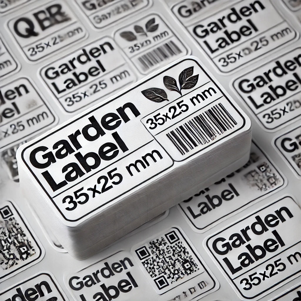 Garden labels 35x25 mm, self-adhesive, PP foil, roll 1000 pcs. Product height 25 cm