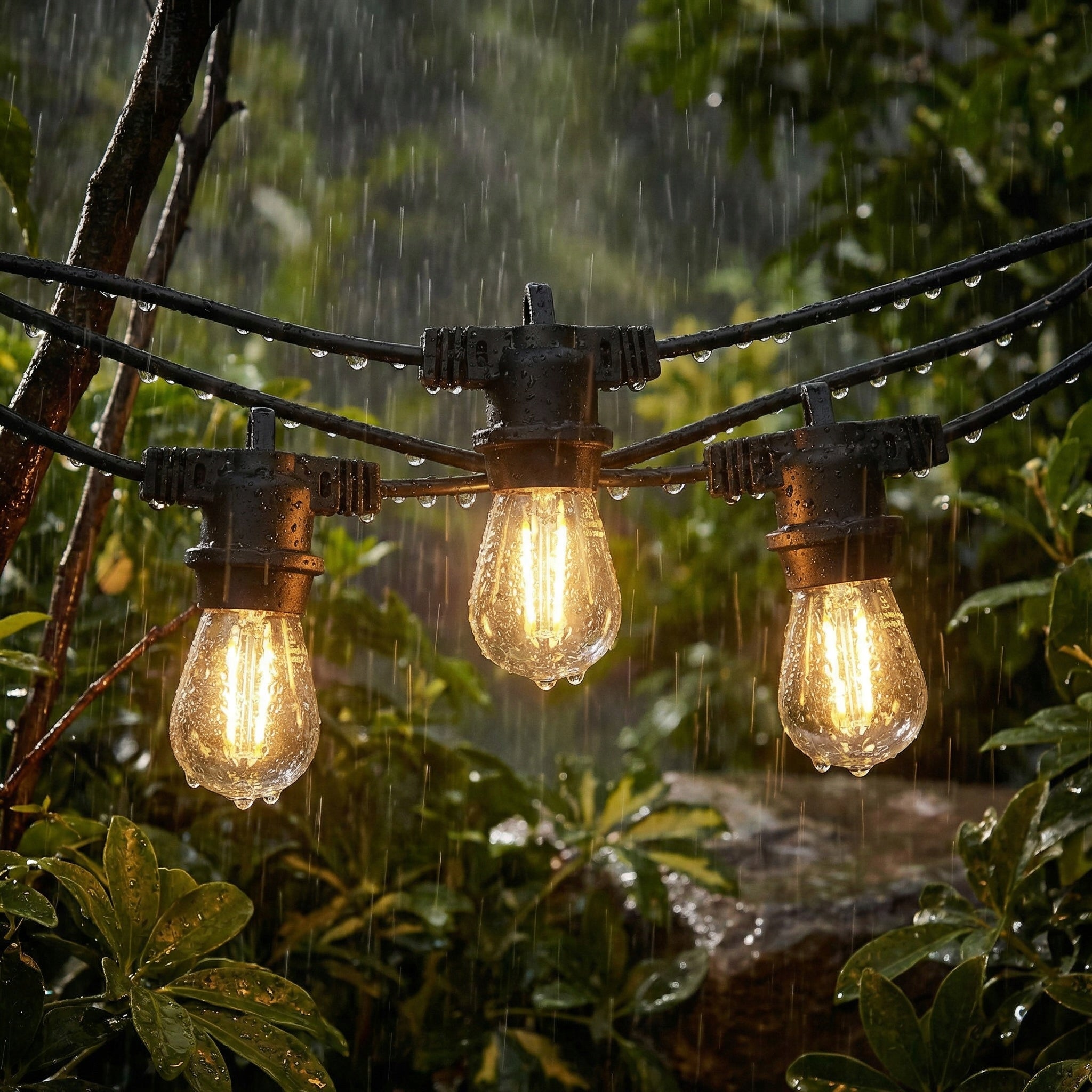 Garden light garland 30m 60 fixtures black Manufacturer code 3 x PE7055