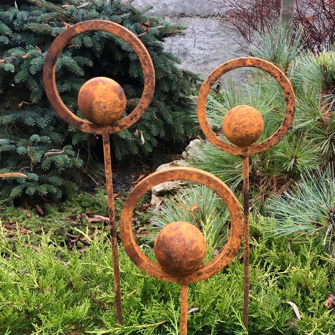 Garden ornament rusty style corten rust sculpture garden ornament discount 90 cm