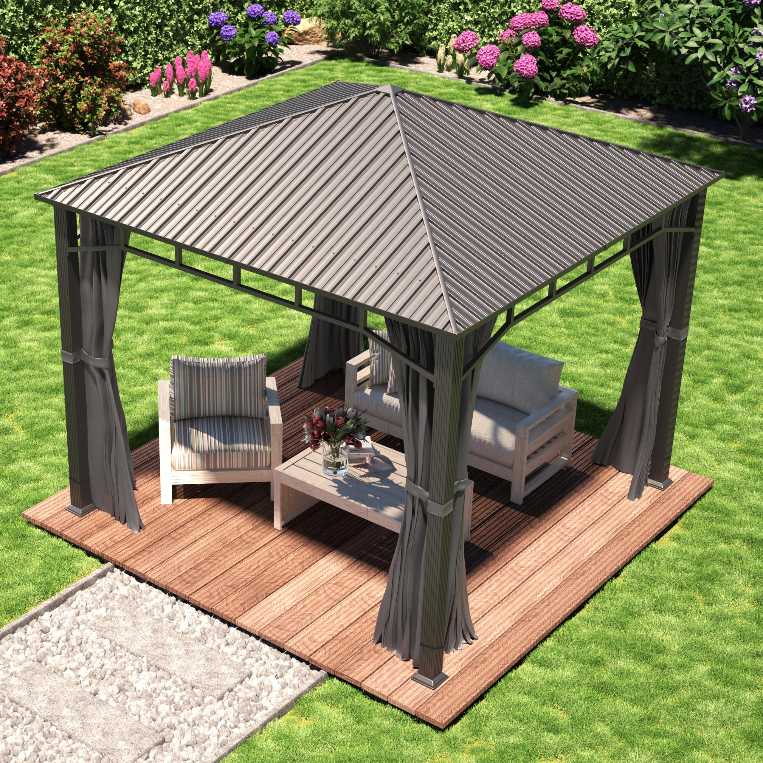 Garden pavilion Sunset Superior 3x3 m grey Width 3 m