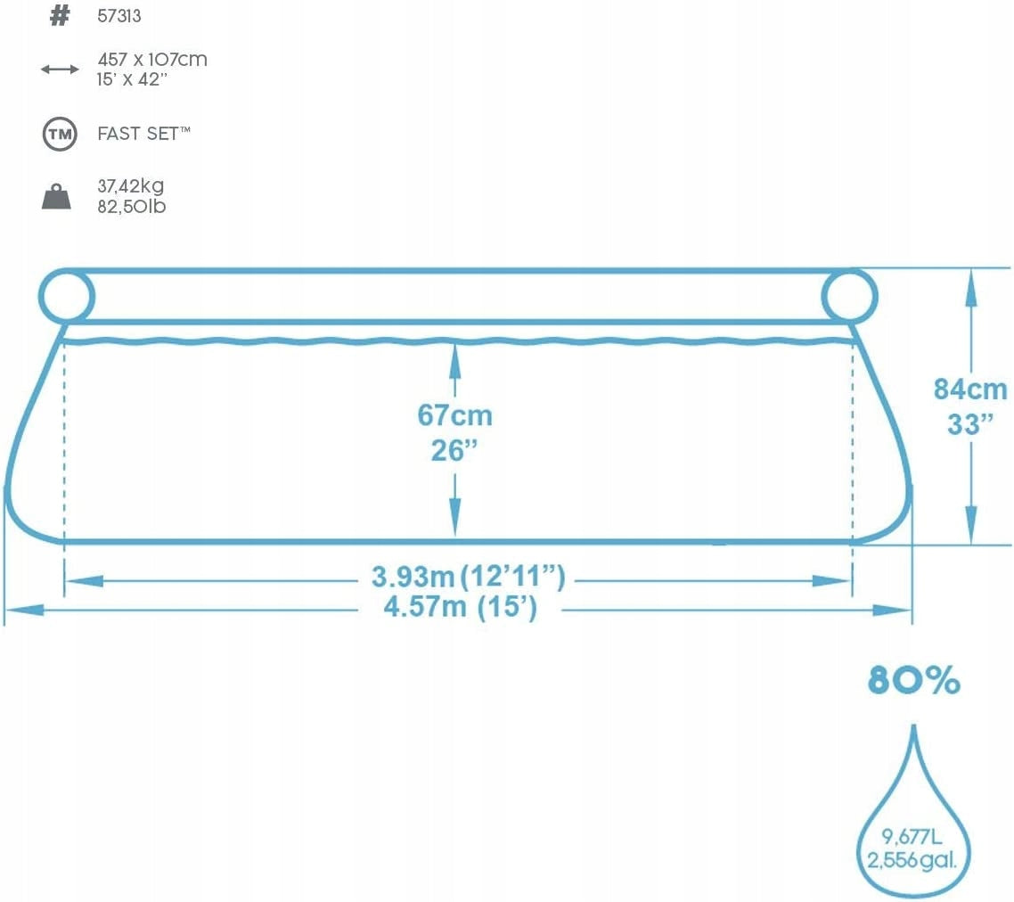 Garden pool Bestway 57313 FastSet 457x84 cm 9677L expansion Volume 9677 l