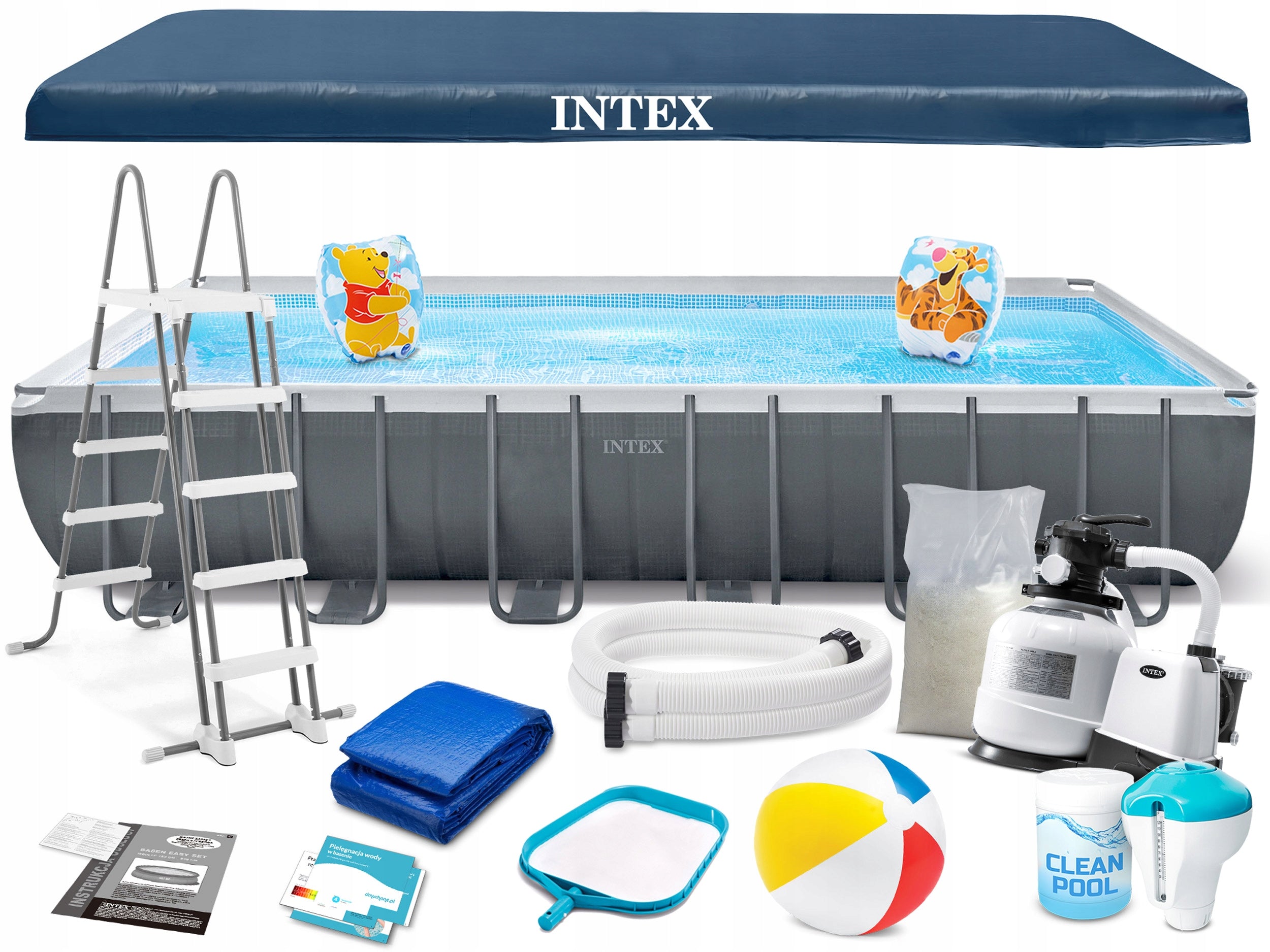 Garden pool rack + pump + sand 732x366cm 10in1 INTEX model 2026