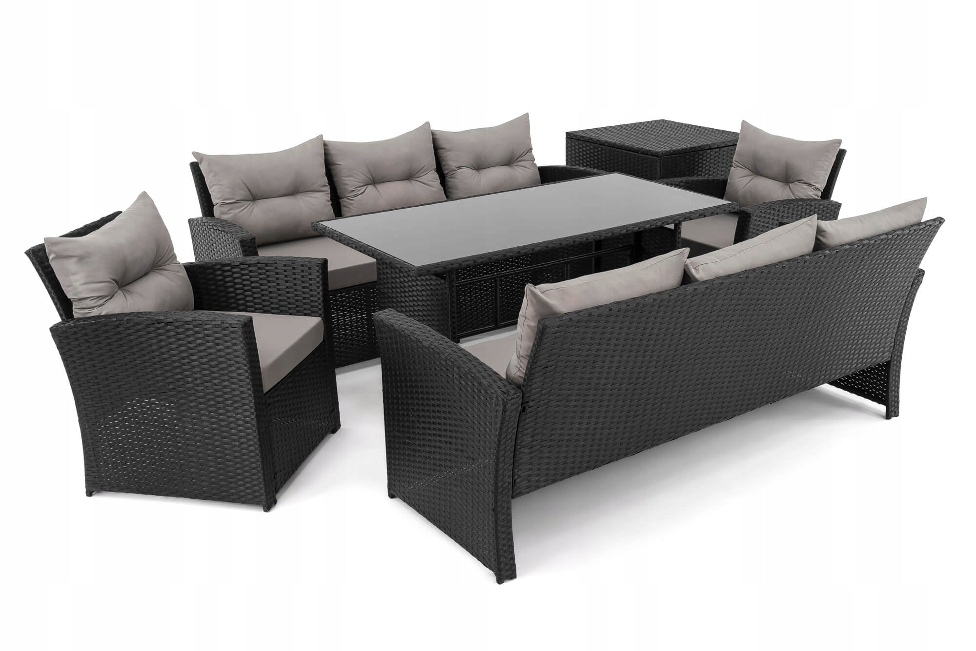 Garden set for garden MARSEILLE 8 rattan black cushions grey Manufacturer code MARSYLIA8-CZARNY