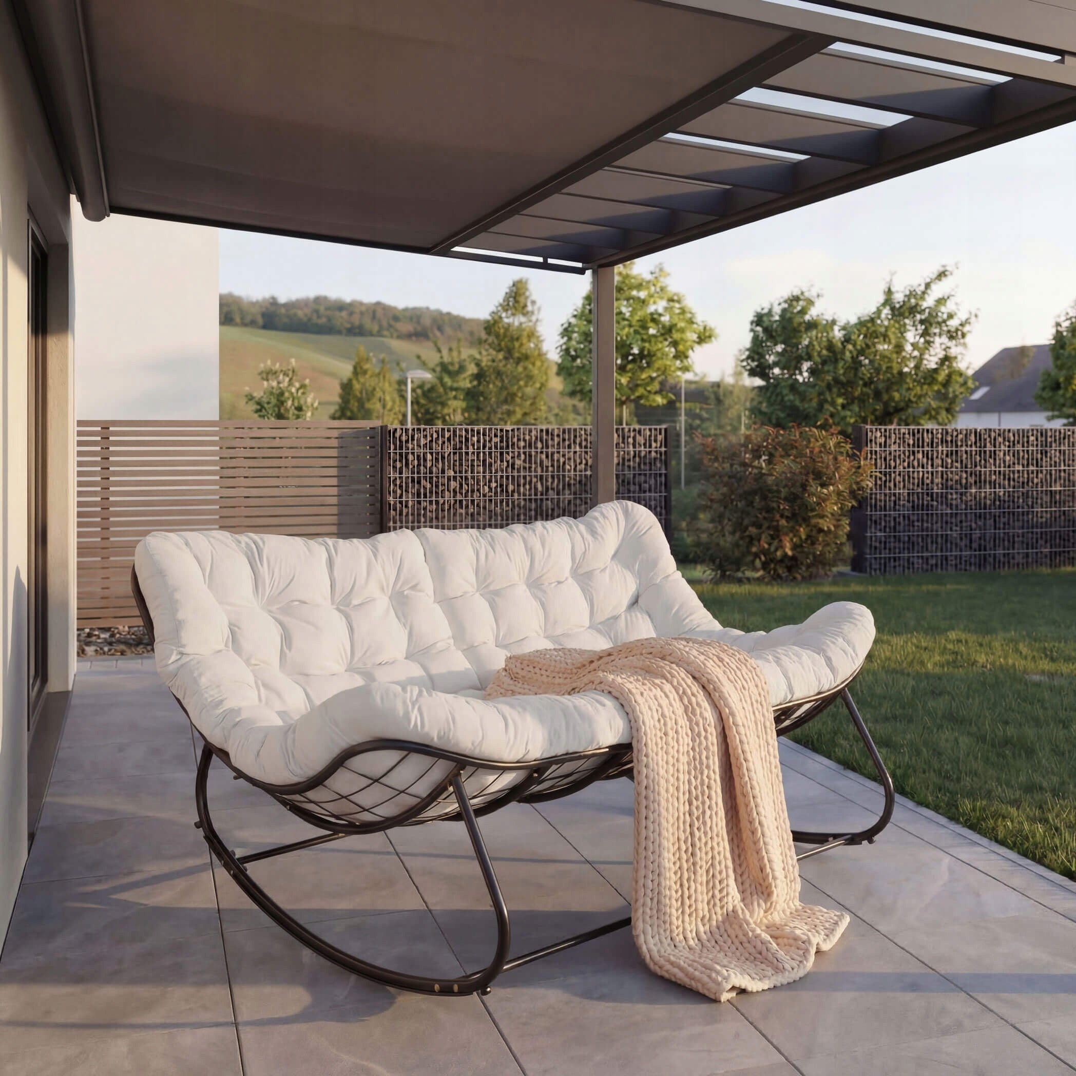 Garden sofa, 2 person rocking chair, pillows light beige #210 Manufacturer EMWOmeble