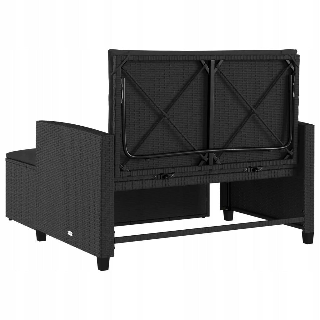 Garden sofa with cushions, 2-seater, black, pol Color black