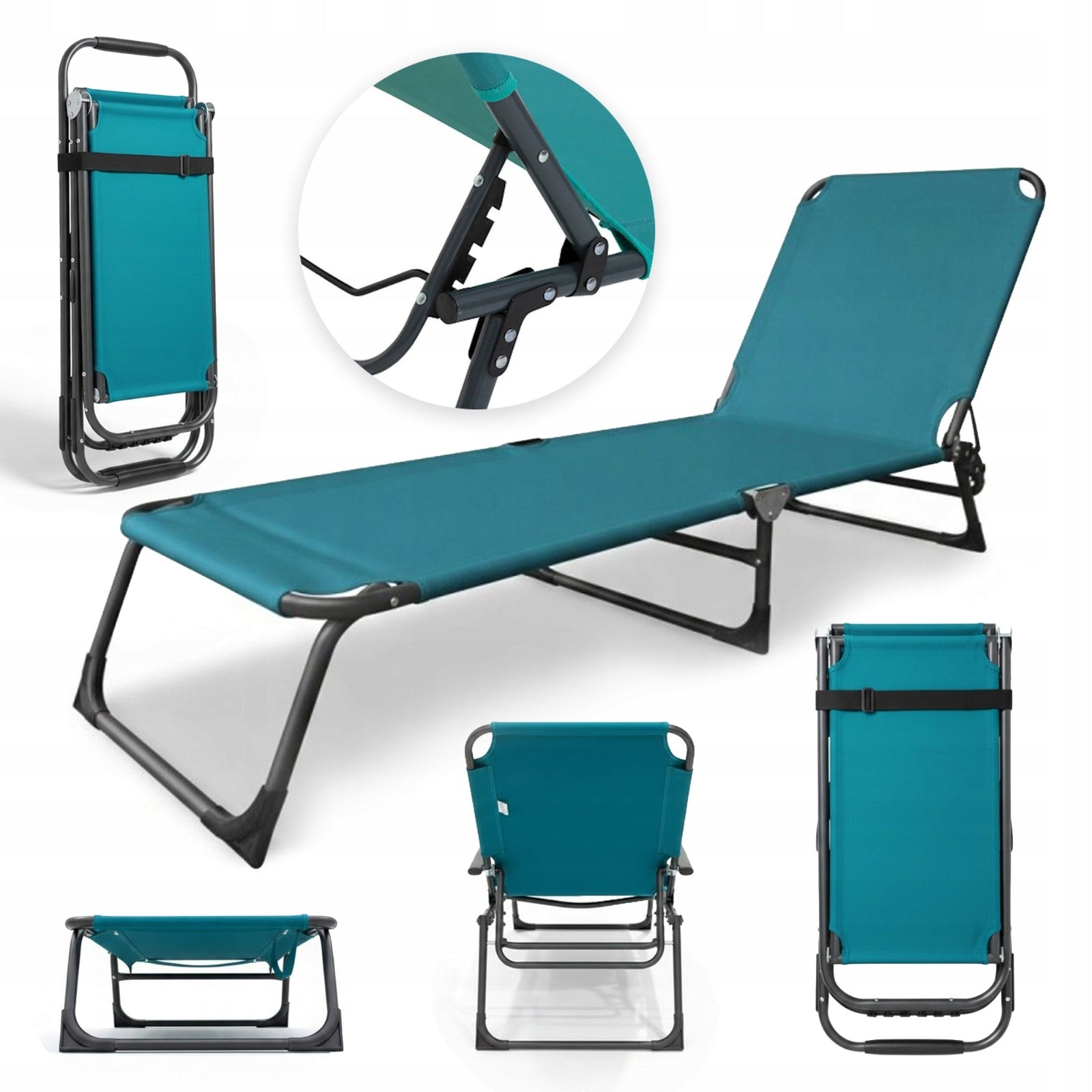 Garden sun lounger adjustable stable blue 188x55x28cm 120kg