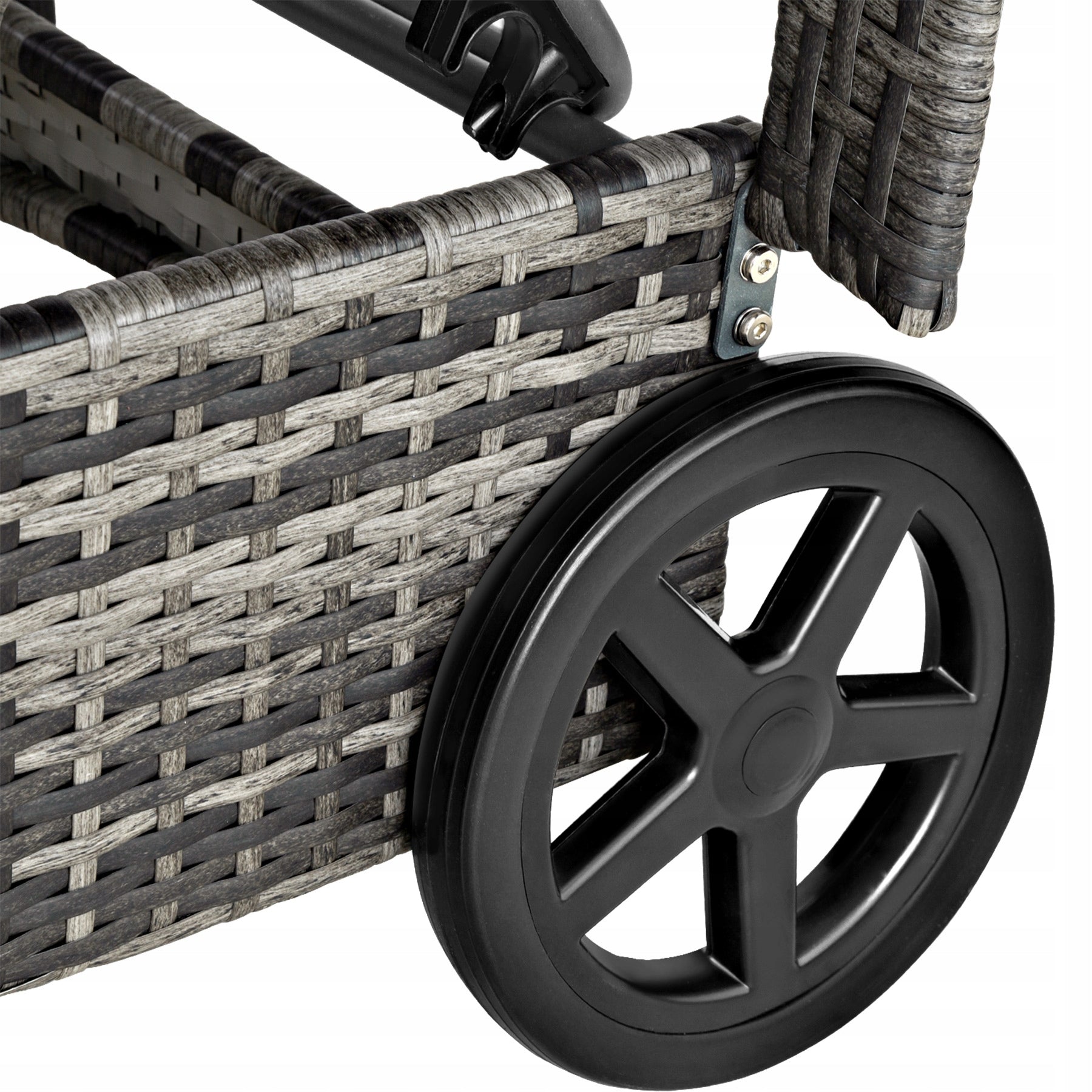 Garden sun lounger on wheels, rattan Frame material metal