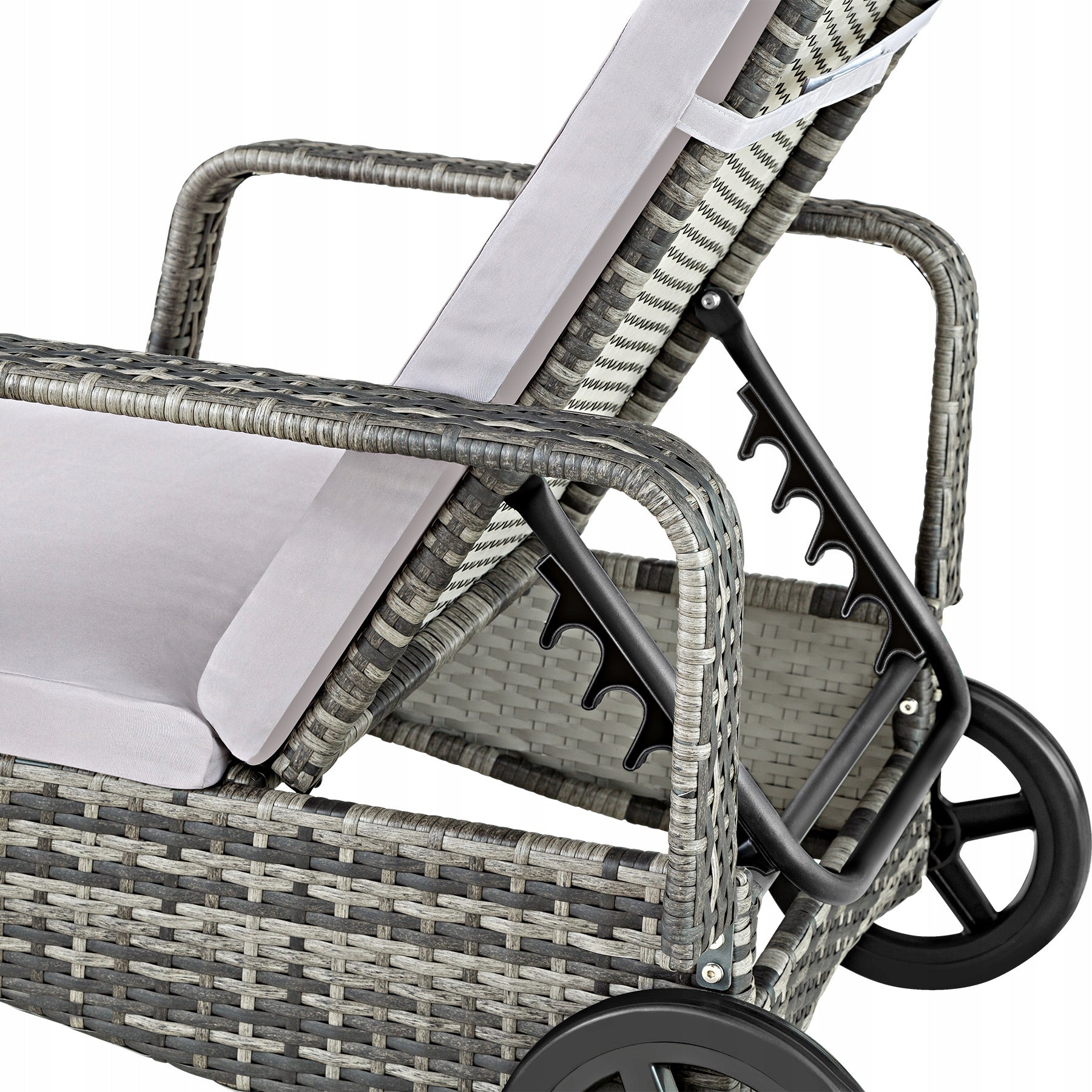 Garden sun lounger on wheels, rattan Kind sunbed