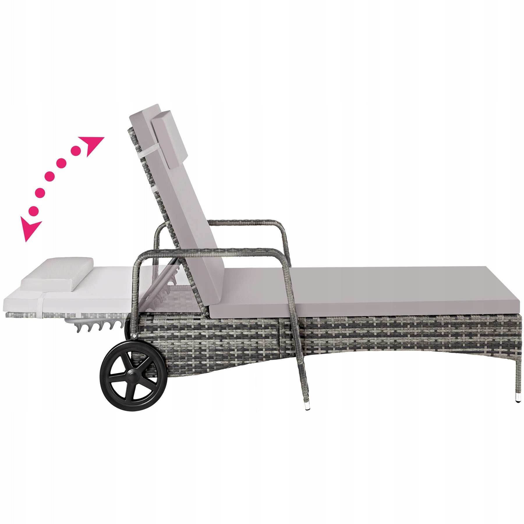 Garden sun lounger on wheels, rattan Model 404588