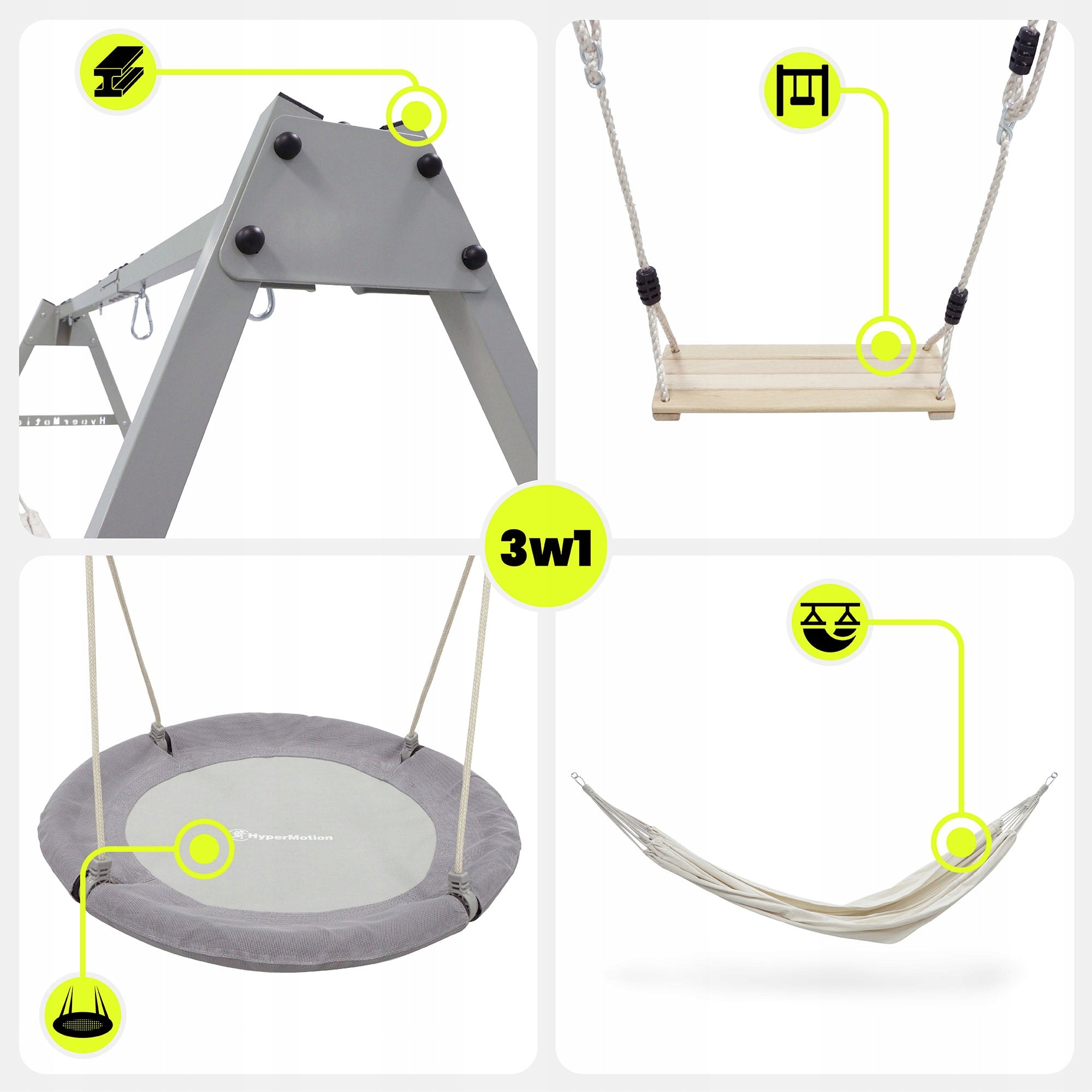 Garden swing 3in1 HyperMotion nest hammock set Brand HyperMotion