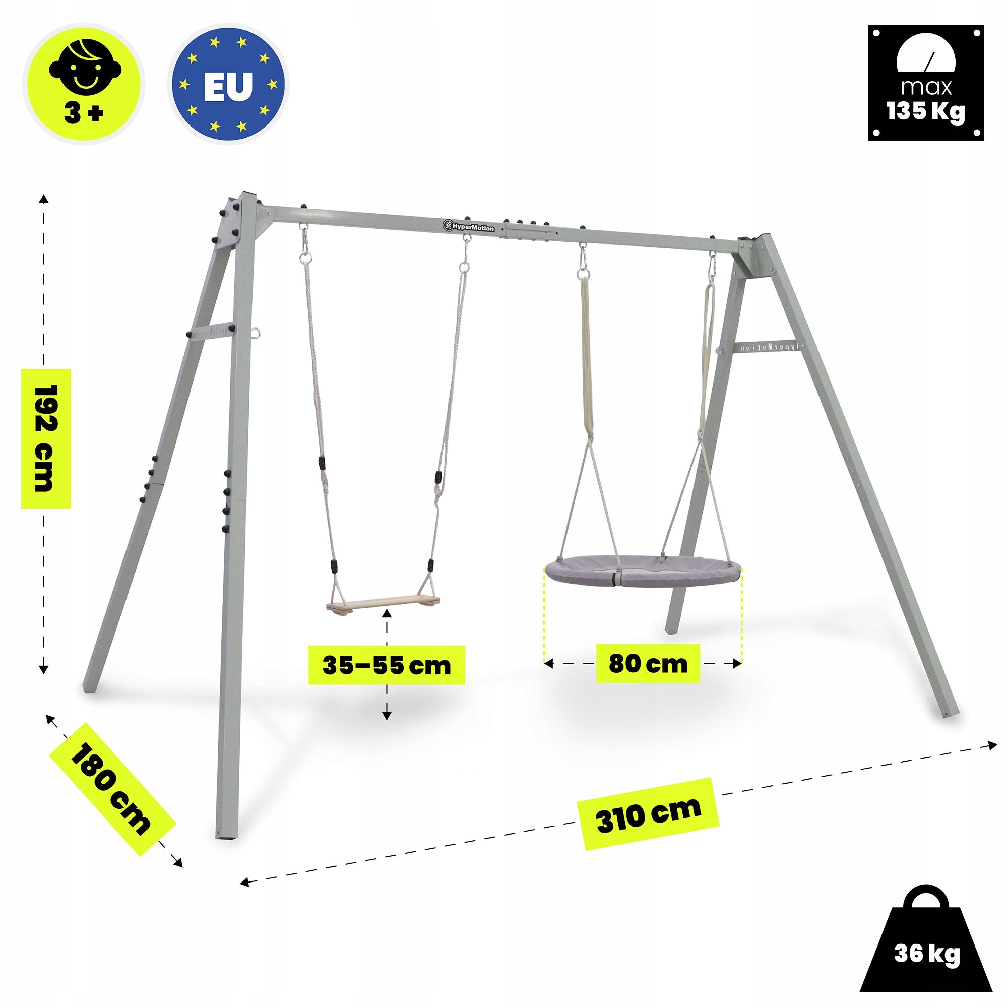 Garden swing 3in1 HyperMotion nest hammock set Kid's age 3＋ years
