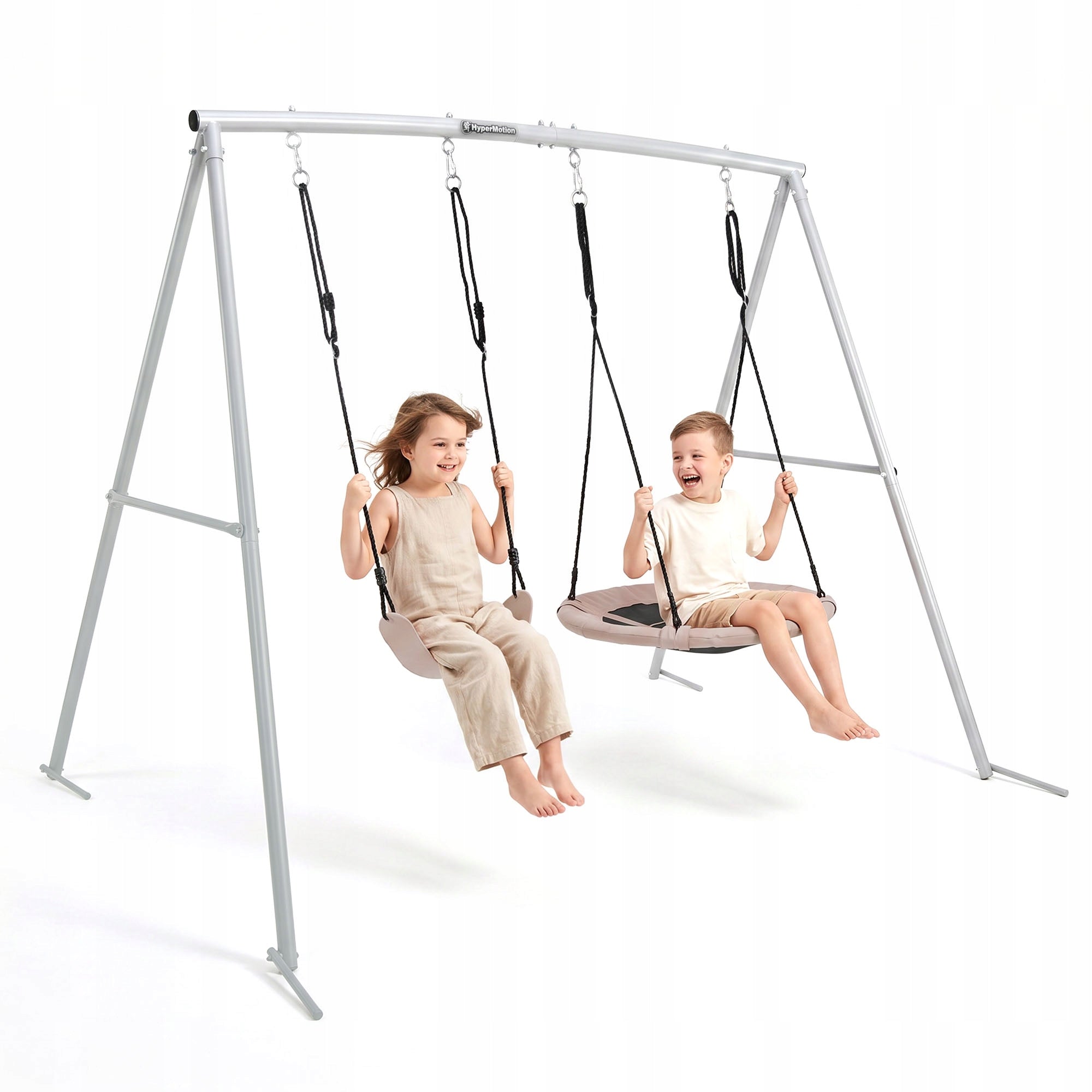 Garden swing double stork nest gray-beige