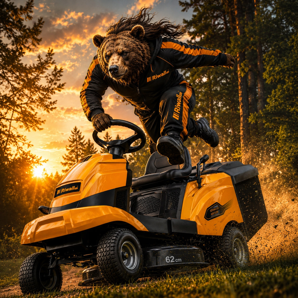 Garden tractor petrol mower Riwall R 62TRD for grass basket manual Series RMR 62 TRD