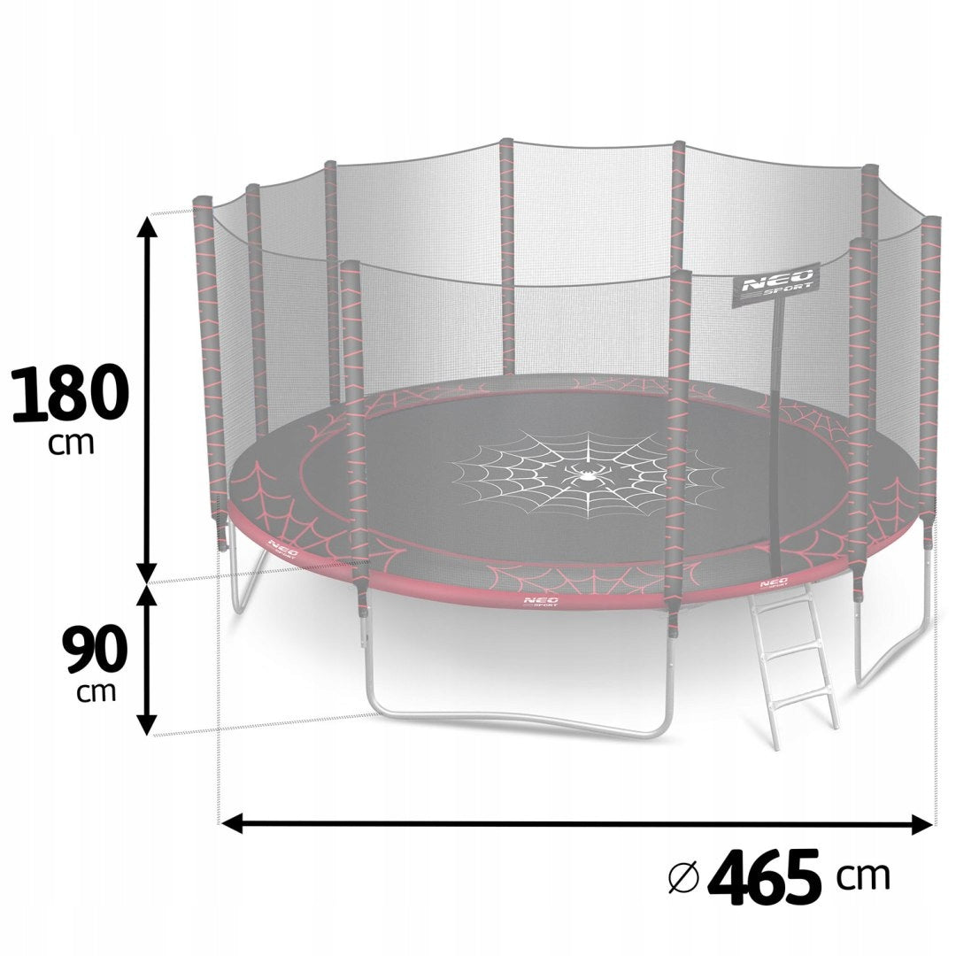 Garden trampoline 15ft/465cm with outdoor net and ladder Neo-Sport Brand Neo-sport