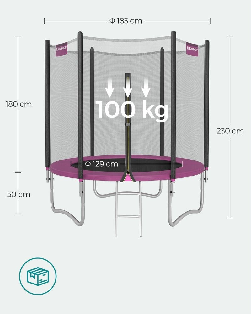 Garden trampoline Songmics - 183cm in diameter, with safety net Net height 180 cm