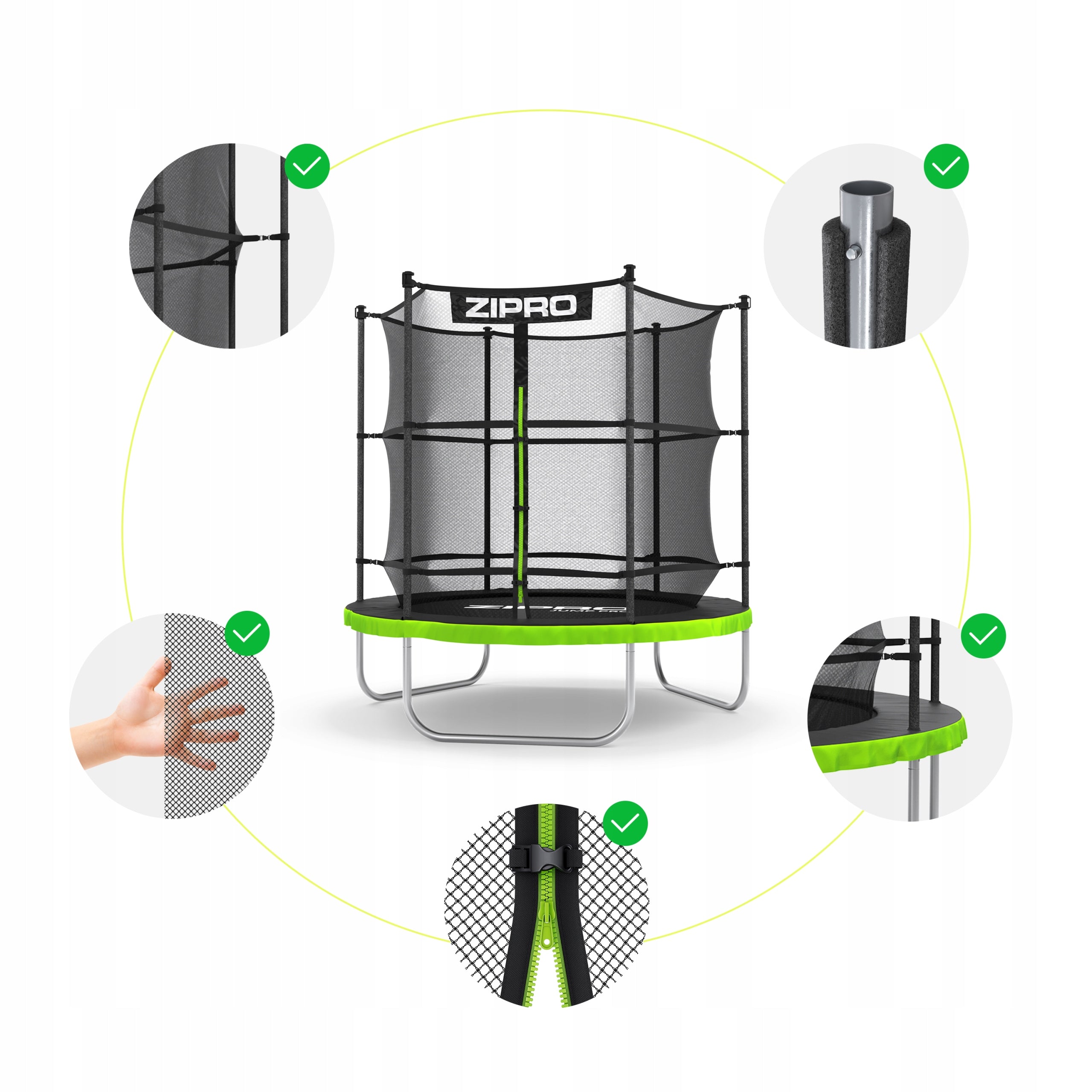 Garden trampoline for children with inner net 6FT 183cm - Zipro Total height 195 cm