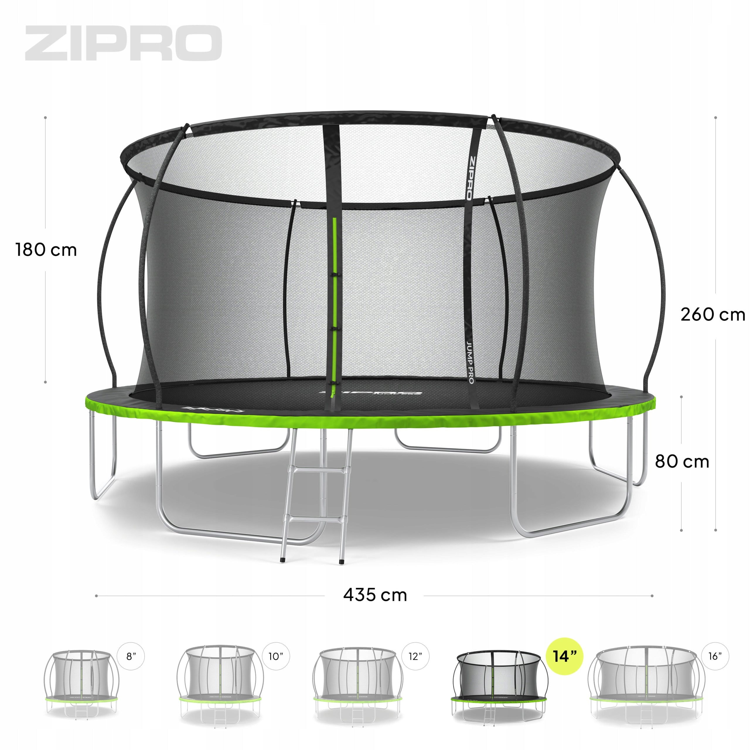 Garden trampoline with indoor net for children 435cm 14FT - Zipro Number of springs/ropes 84