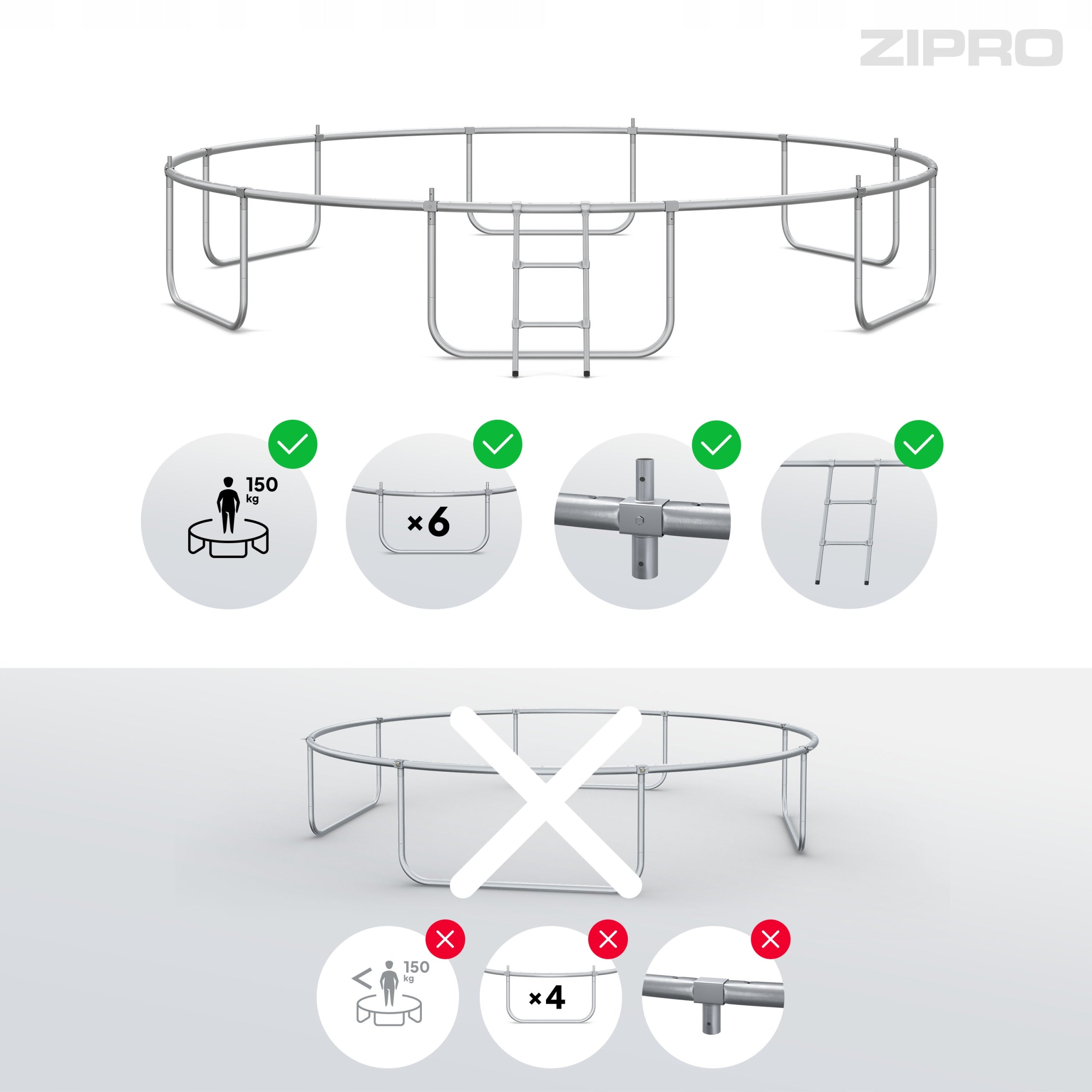 Garden trampoline with indoor net for children 435cm 14FT - Zipro Total height 260 cm